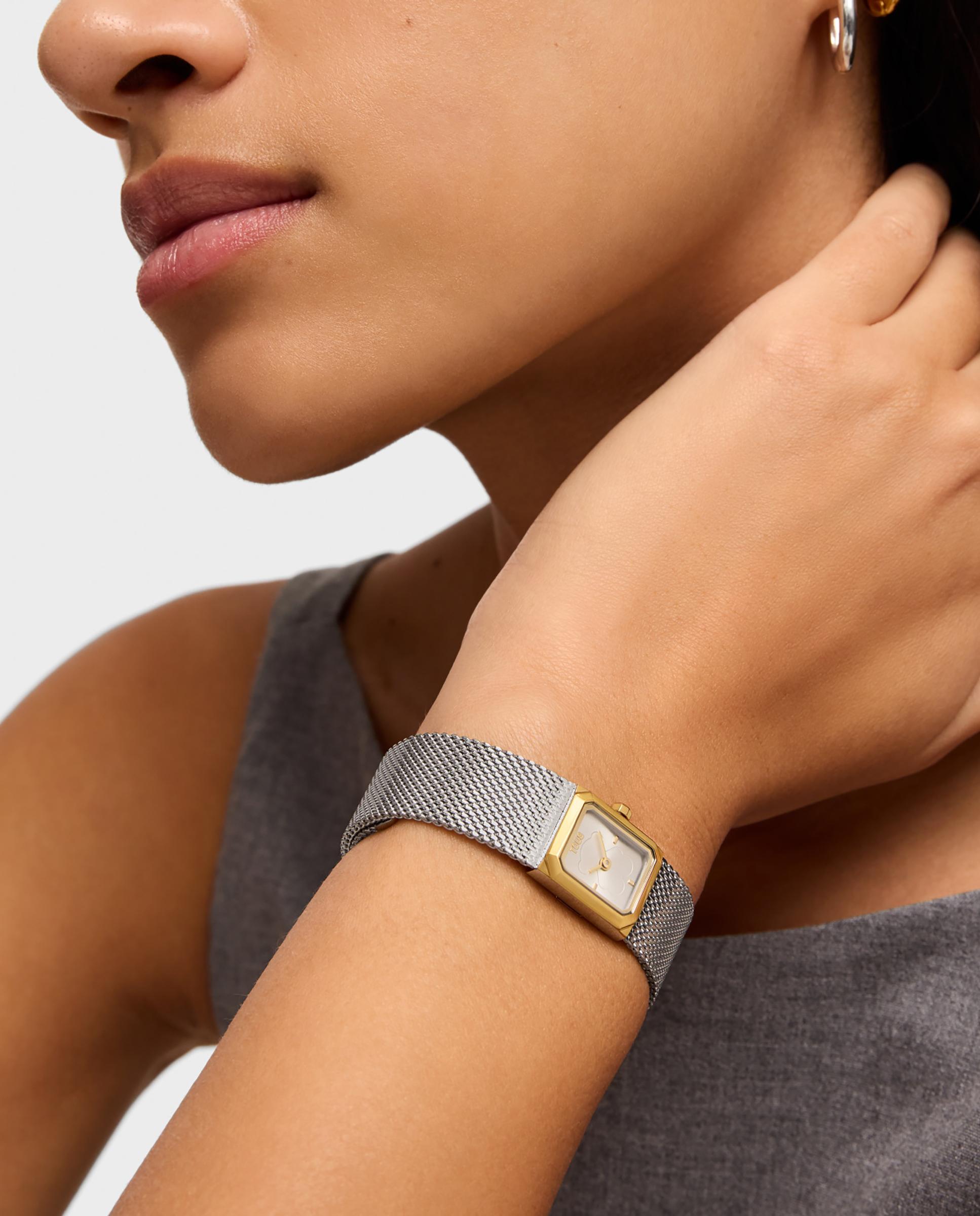 Relógio Analógico Mini Mesh com Bracelete de Malha Milanesa de Aço e Aço Dourado Ouro / Prata-4