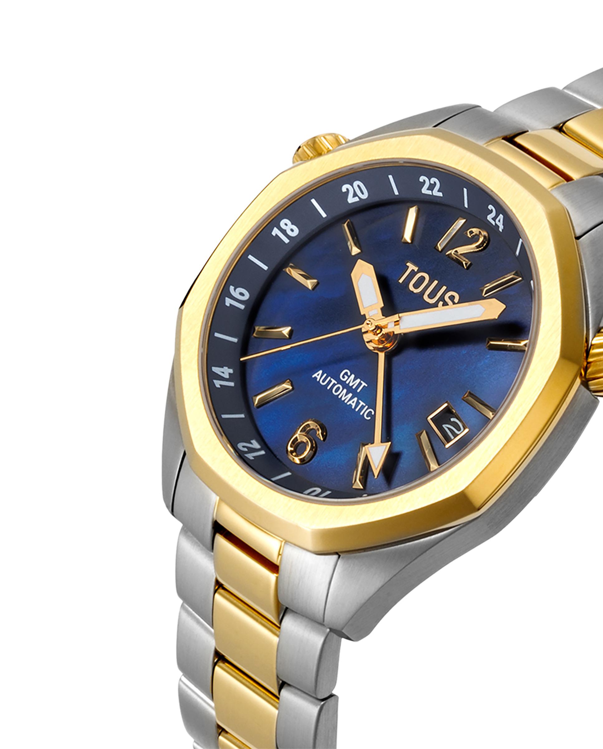 Relógio Analógico Automático Tous Now com Mostrador de Madrepérola Azul e Bracelete de Aço Bicolor Multicolor-2