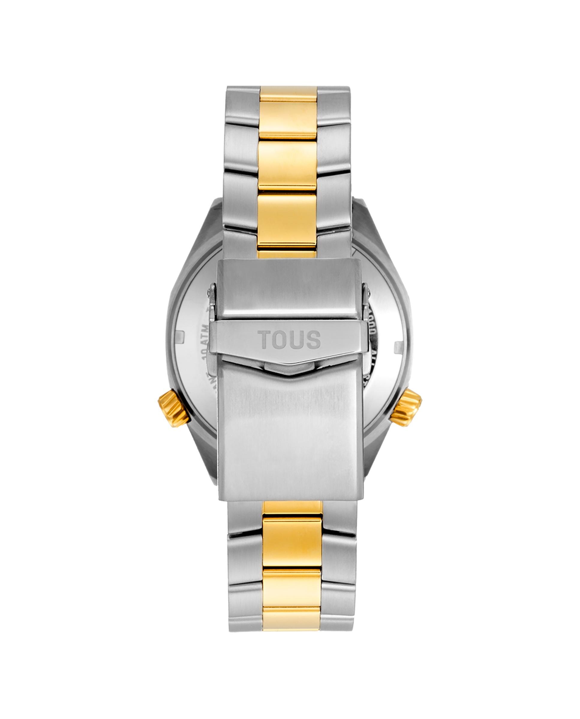 Relógio Analógico Automático Tous Now com Mostrador de Madrepérola Azul e Bracelete de Aço Bicolor Multicolor-3