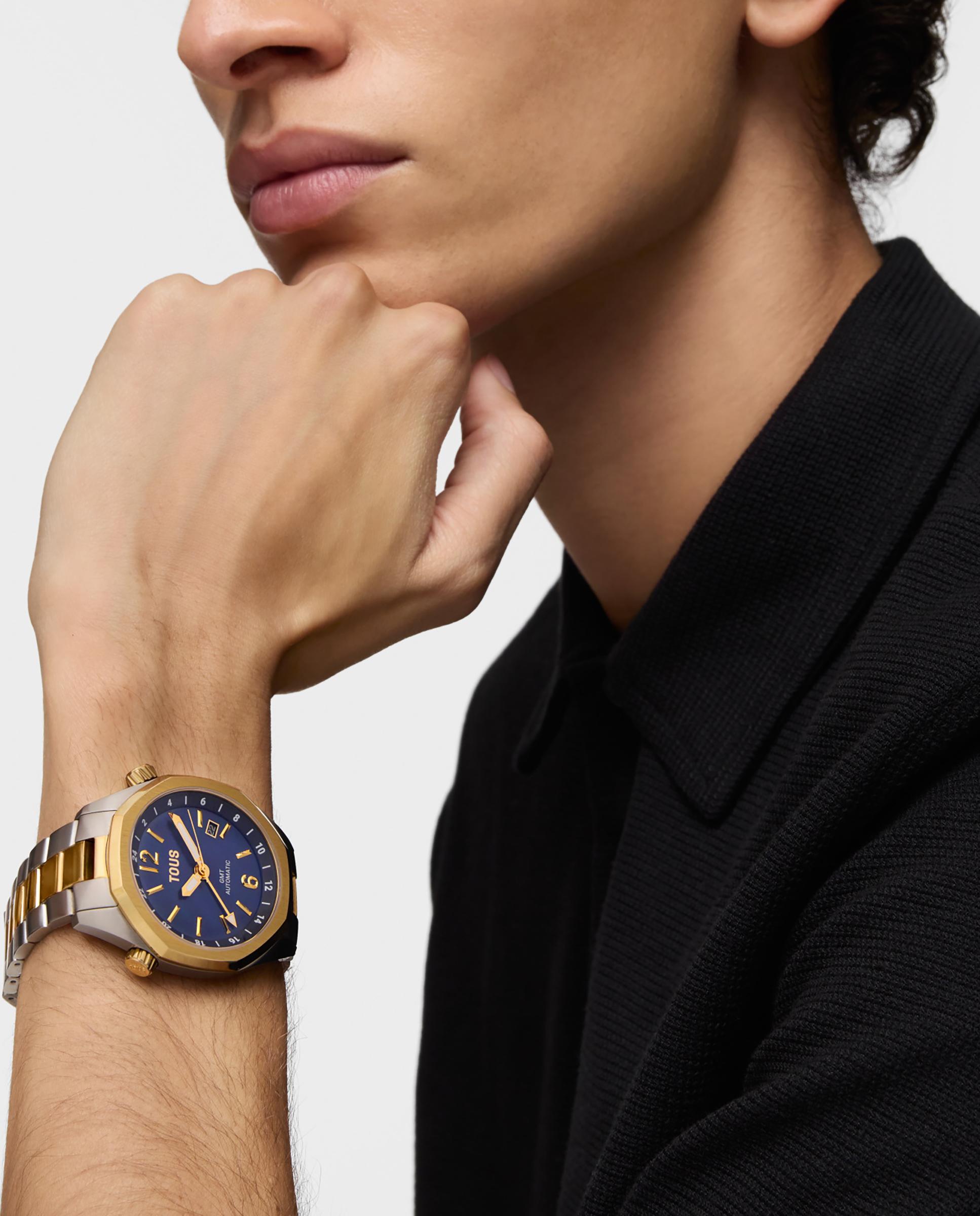 Relógio Analógico Automático Tous Now com Mostrador de Madrepérola Azul e Bracelete de Aço Bicolor Multicolor-4