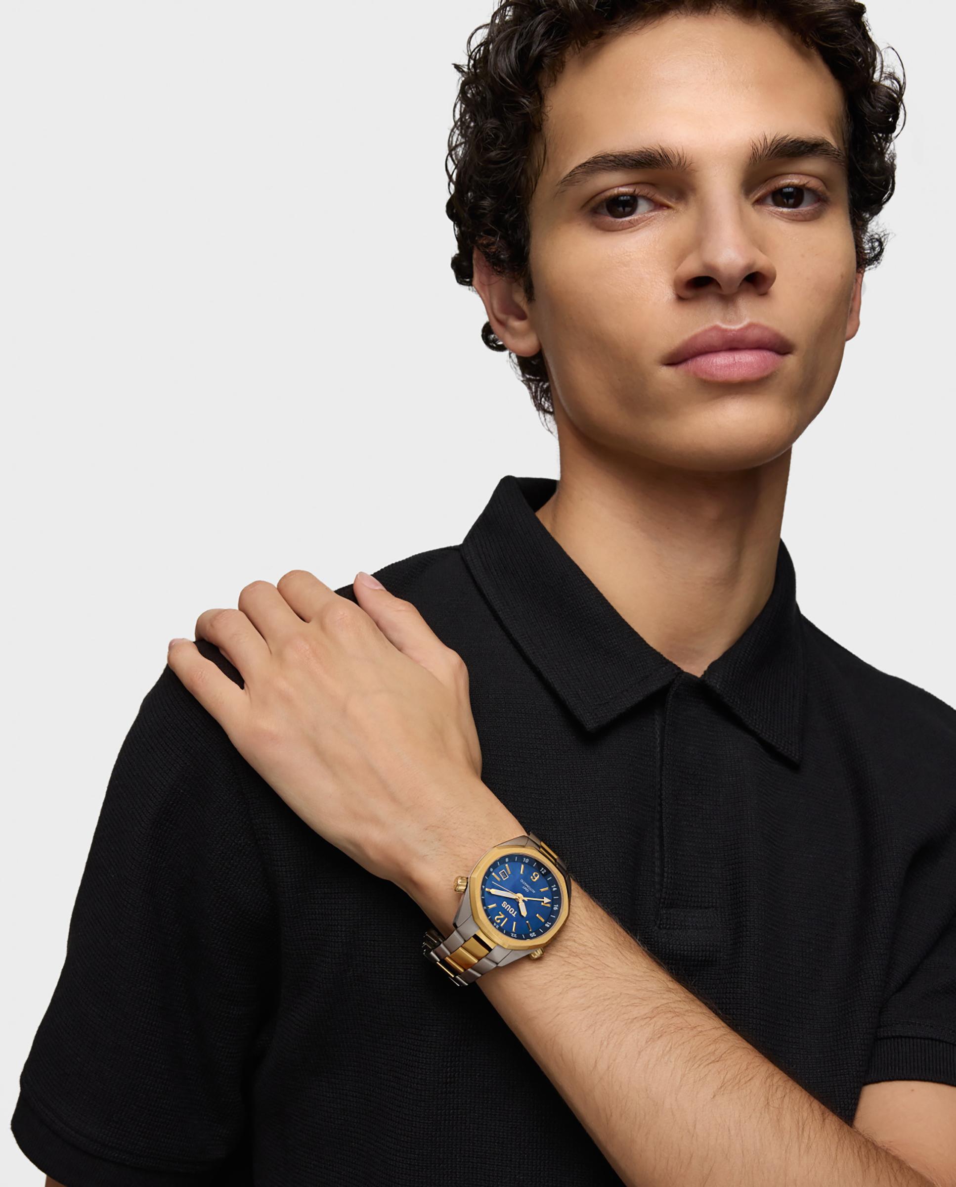 Relógio Analógico Automático Tous Now com Mostrador de Madrepérola Azul e Bracelete de Aço Bicolor Multicolor-5