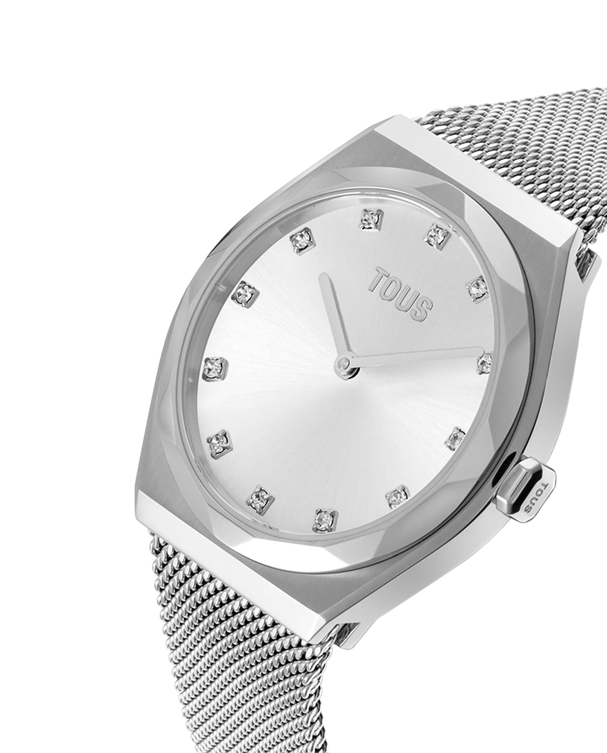 Relógio Analógico Karat Round Mesh com Bracelete de Aço Prata-2