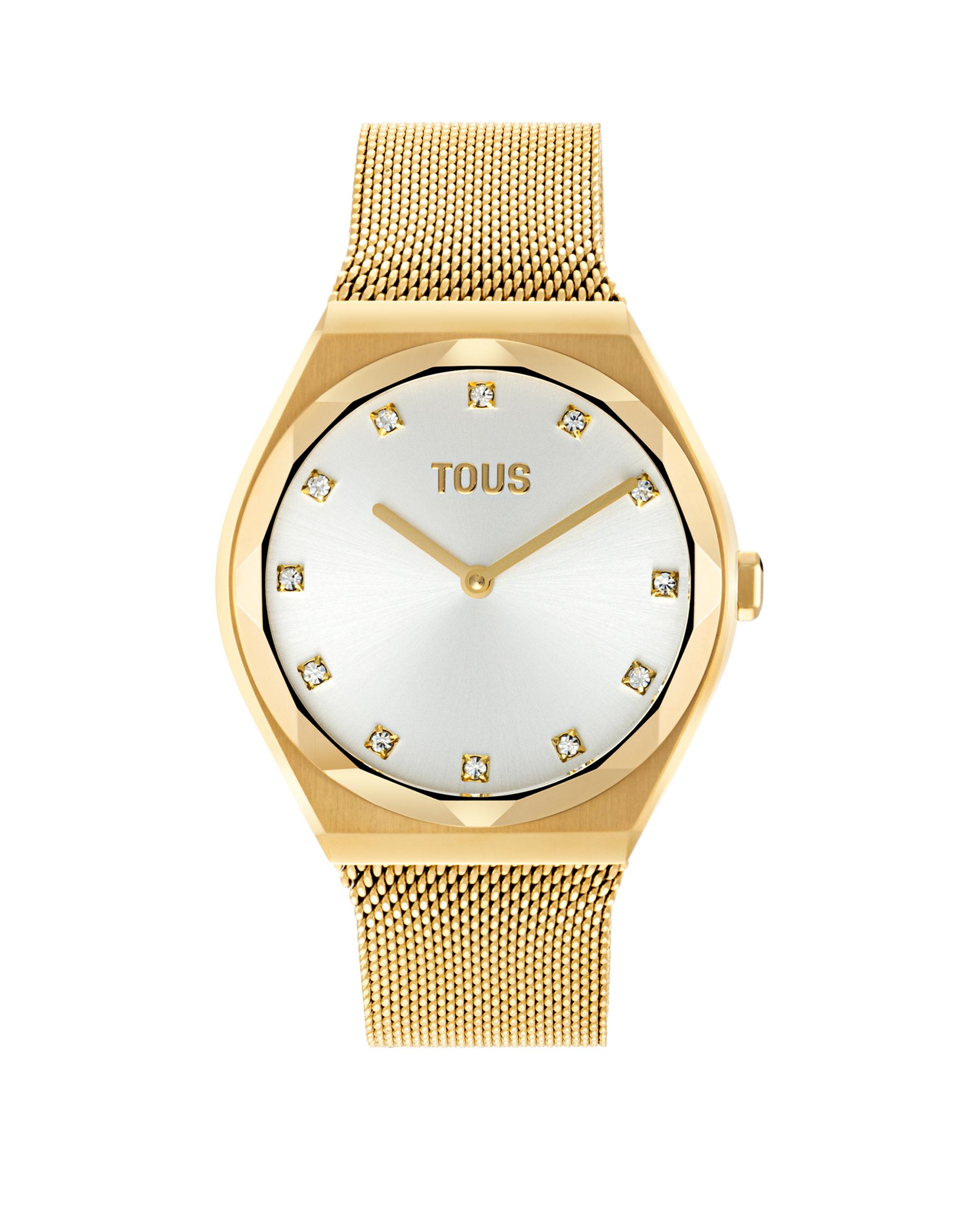 Relógio Analógico Karat Round Mesh com Bracelete de Aço Dourado Ouro-1