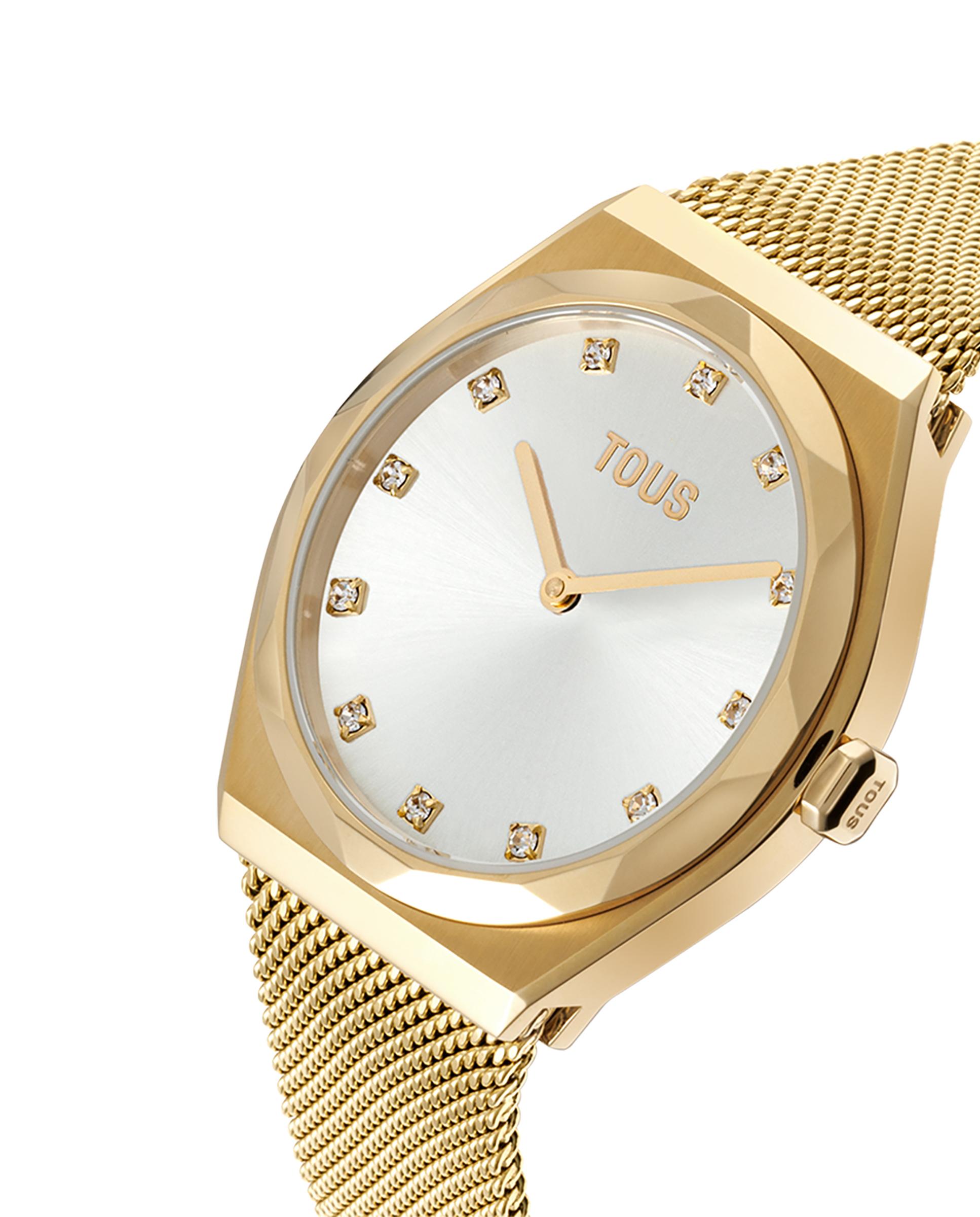 Relógio Analógico Karat Round Mesh com Bracelete de Aço Dourado Ouro-2