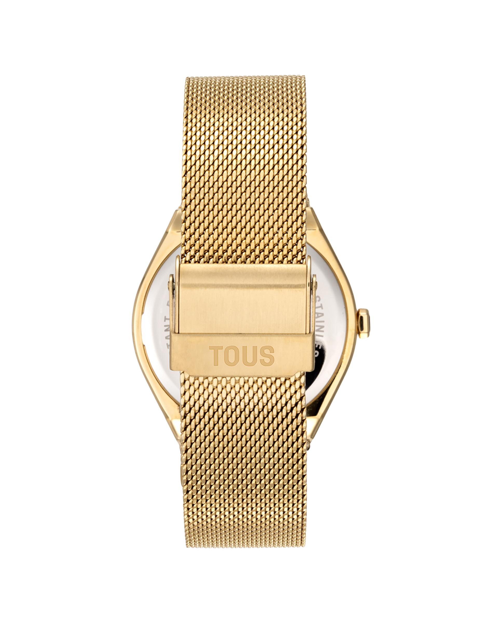 Relógio Analógico Karat Round Mesh com Bracelete de Aço Dourado Ouro-3
