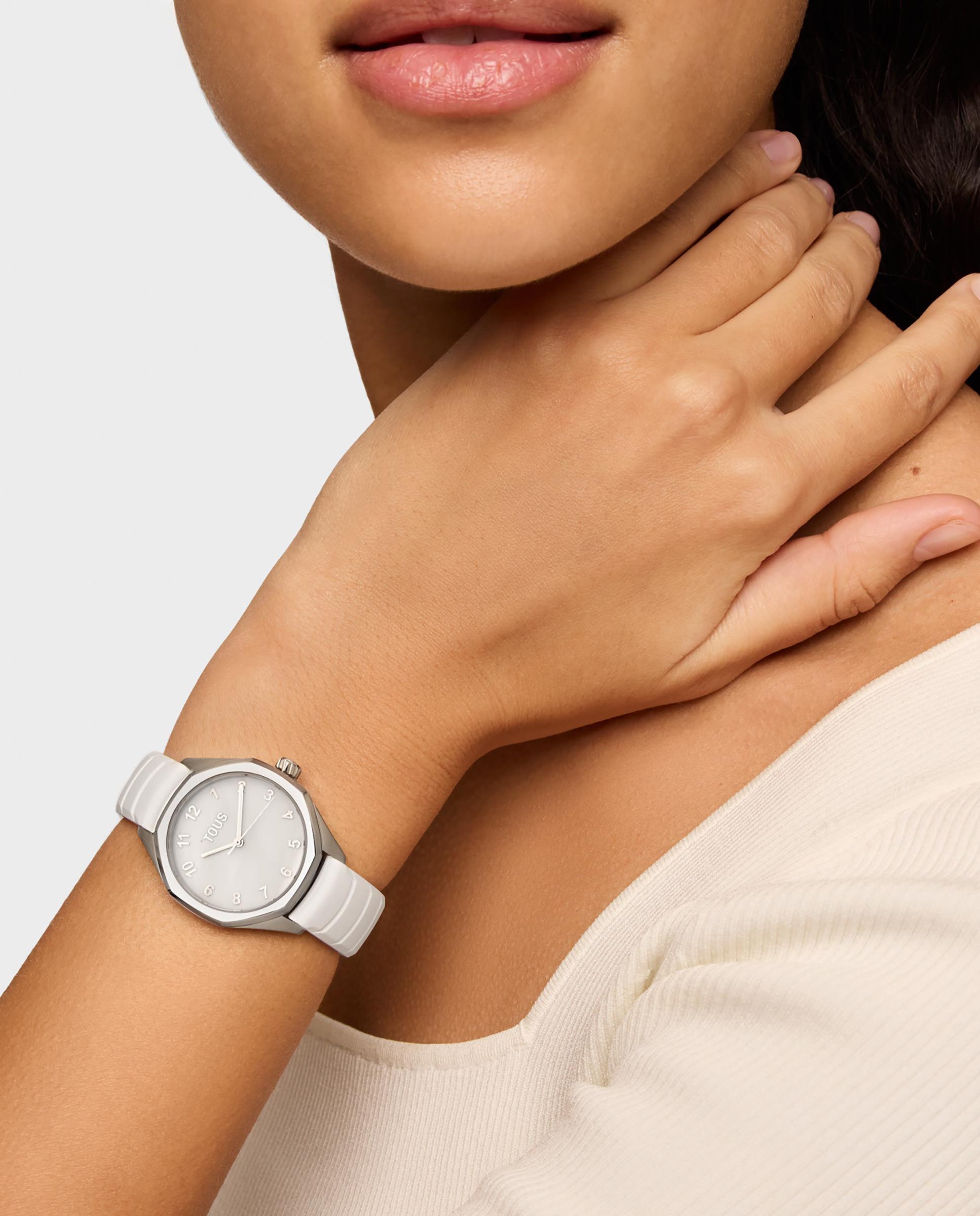 Relógio Infantil Tous Now Kdt com Bracelete de Borracha em Branco Branco-4