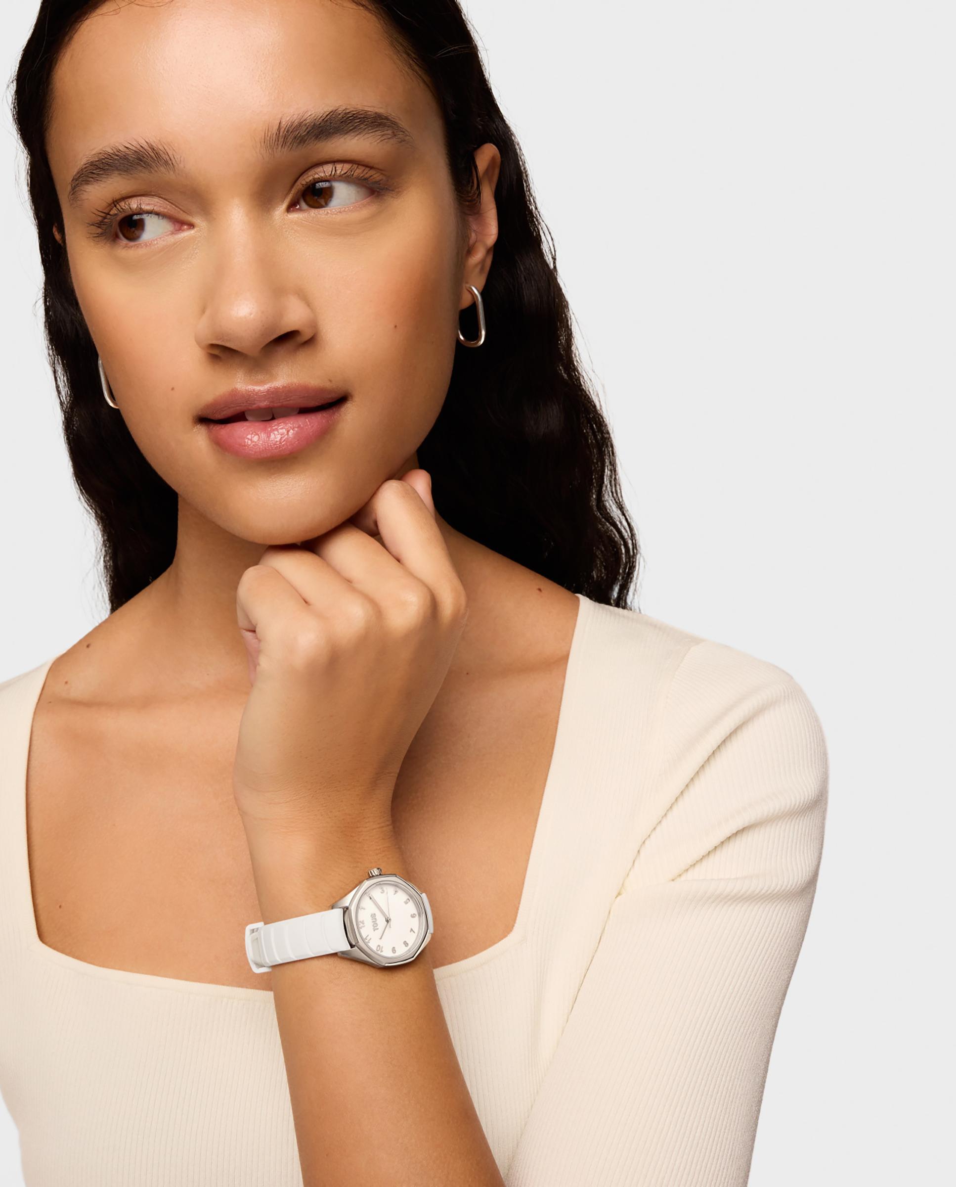 Relógio Infantil Tous Now Kdt com Bracelete de Borracha em Branco Branco-5
