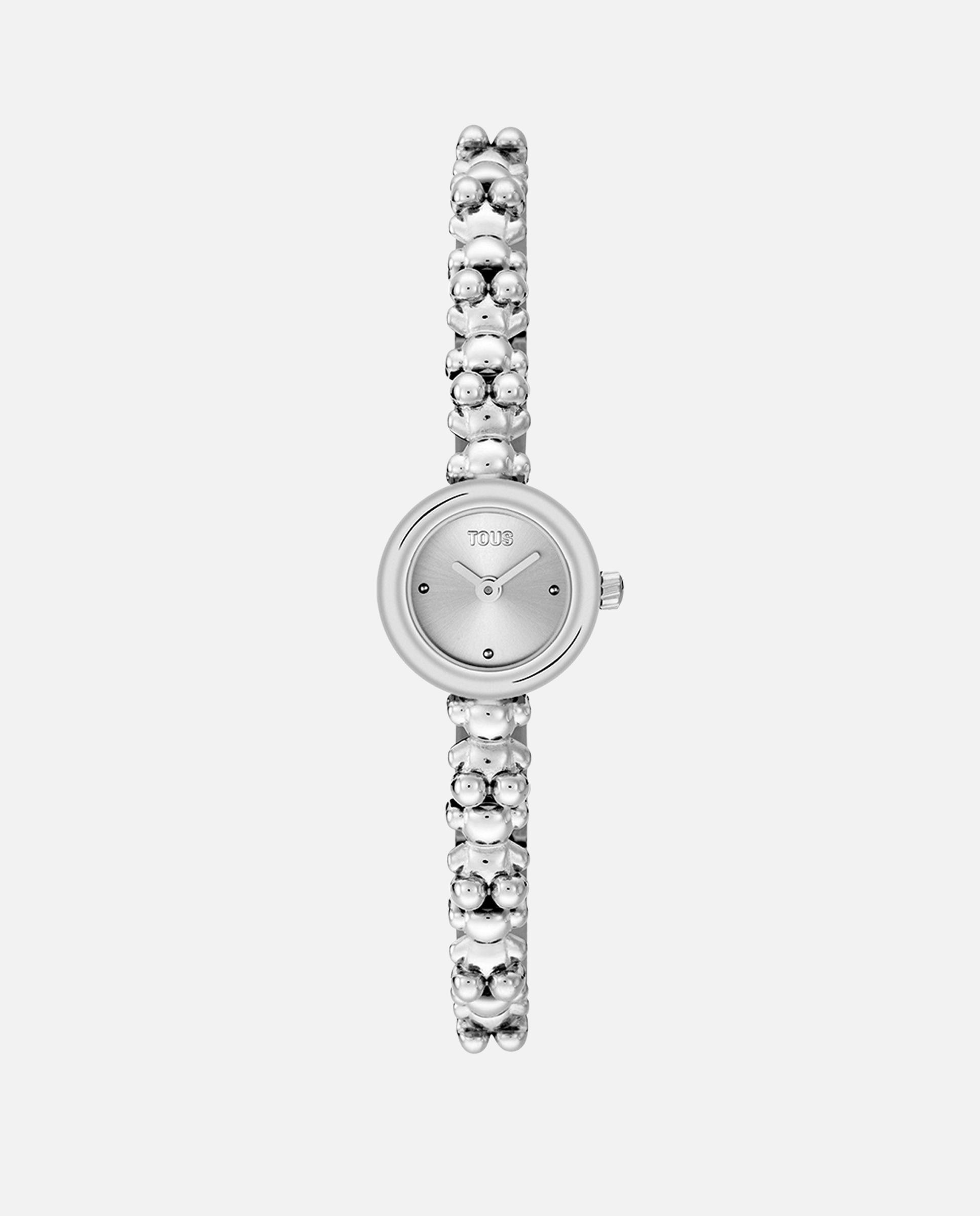 Relógio Analógico Bold Bear Round com Bracelete de Aço Prateado-1
