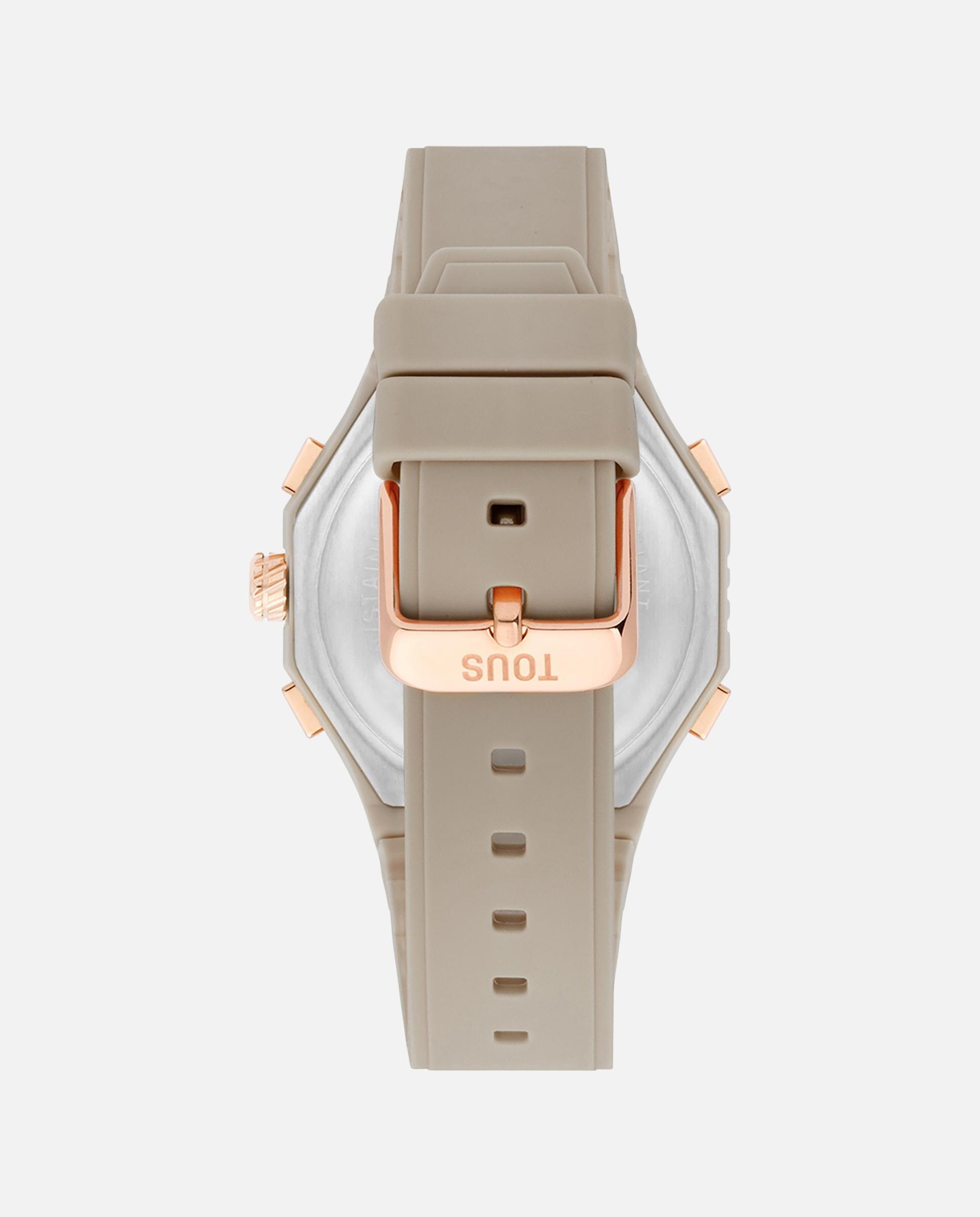 Relógio Analógico Bet de Aço em Rosa e Bracelete de Nylon em Topo Taupe-3