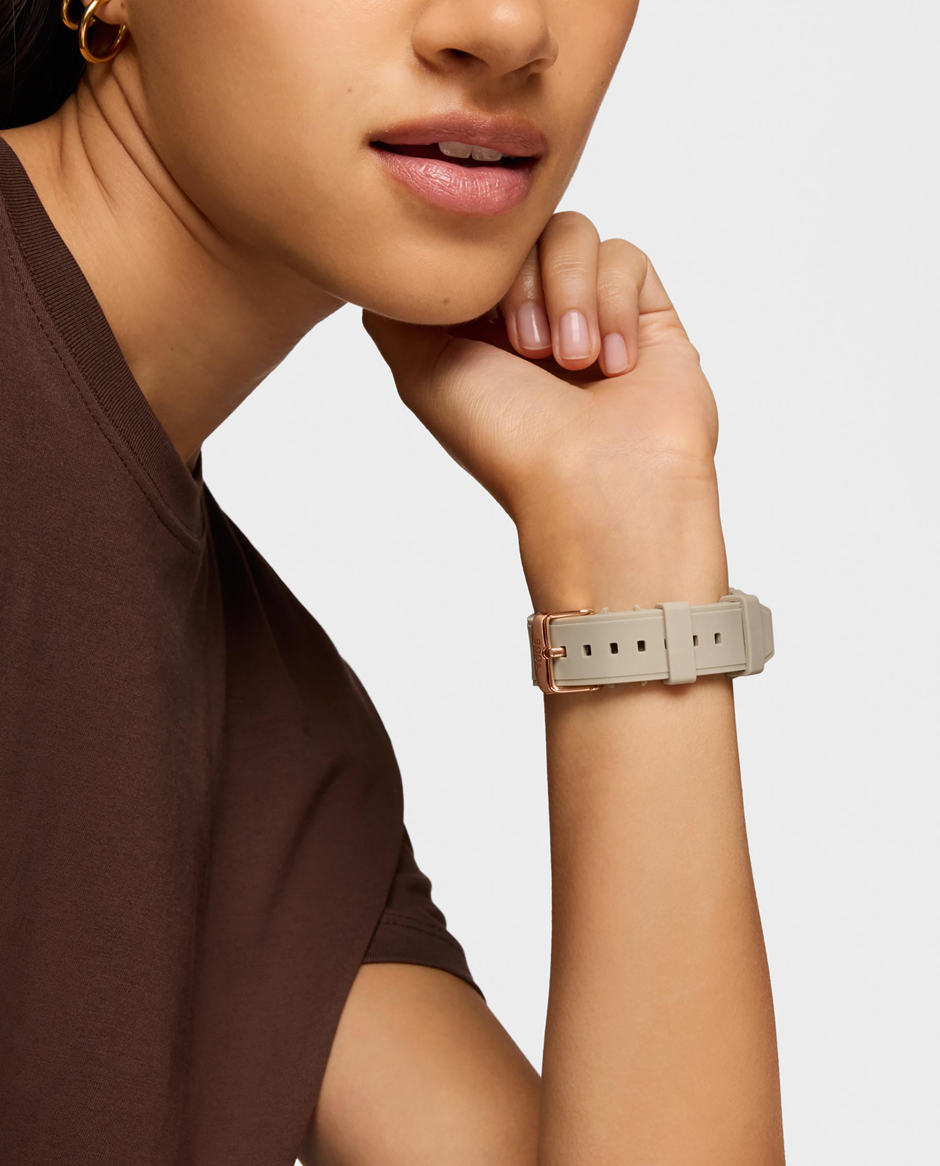 Relógio Analógico Bet de Aço em Rosa e Bracelete de Nylon em Topo Taupe-6