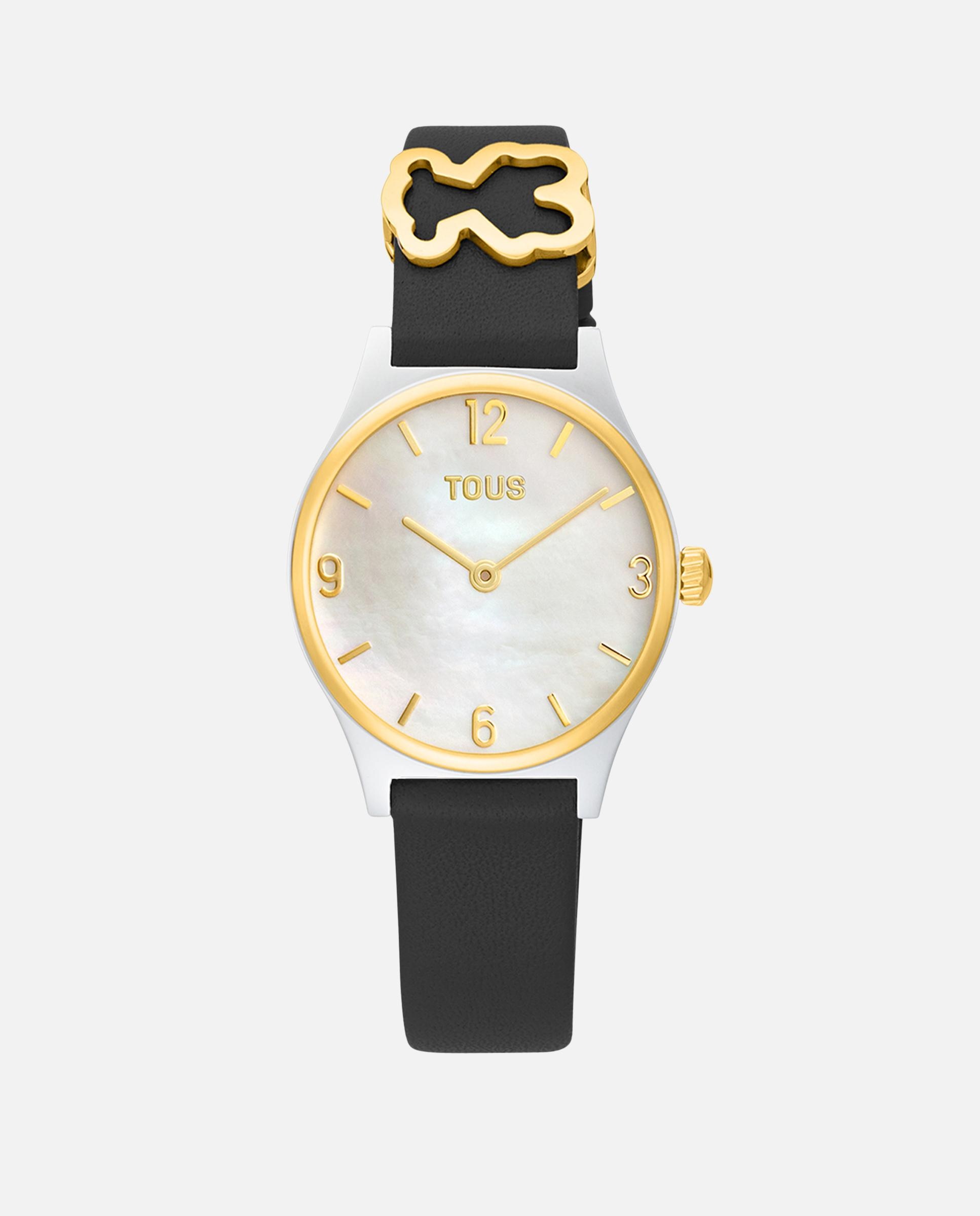 Relógio Analógico Epic Icon com Bracelete de Pele em Preto e Aço em Dourado Preto-1
