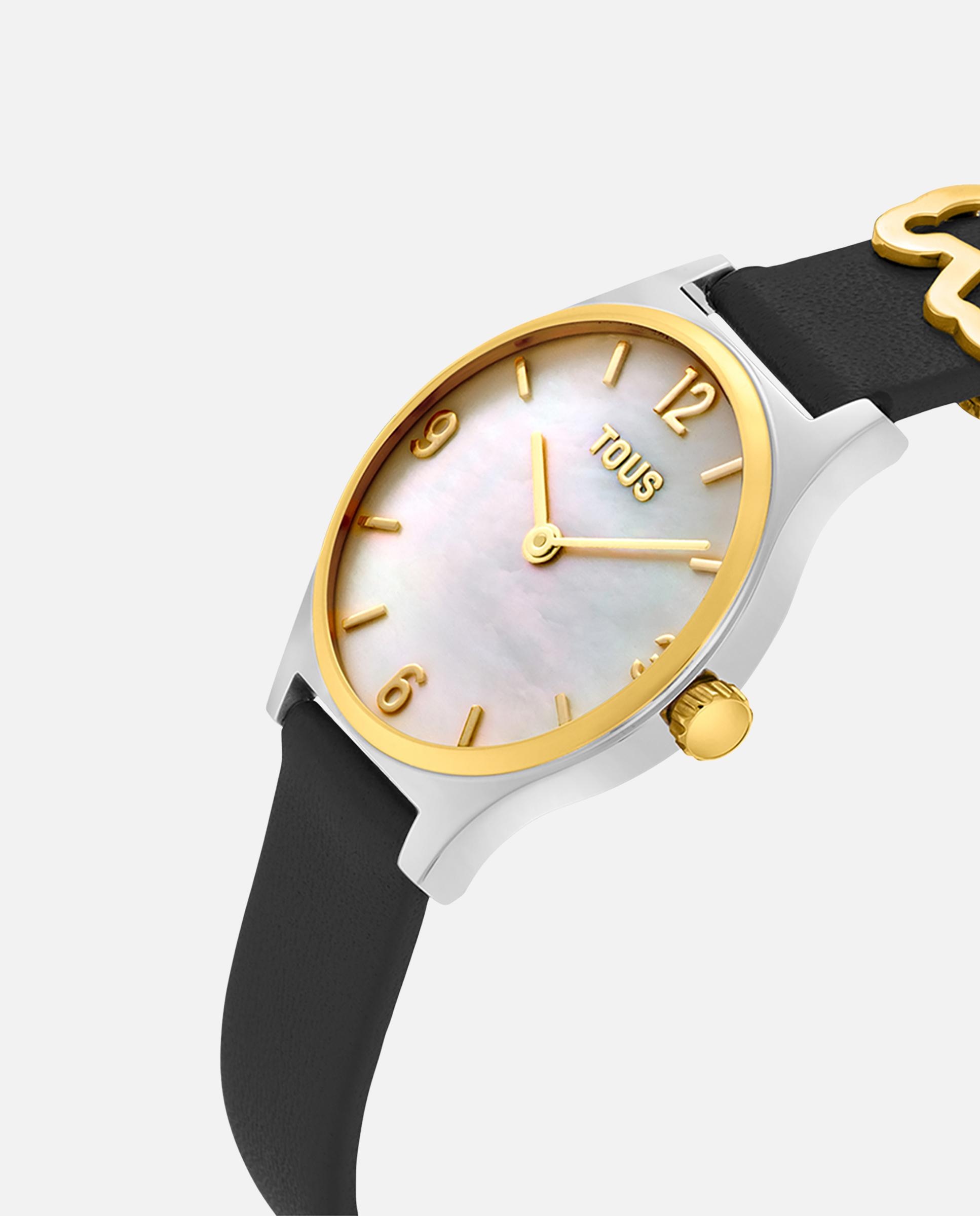 Relógio Analógico Epic Icon com Bracelete de Pele em Preto e Aço em Dourado Preto-2