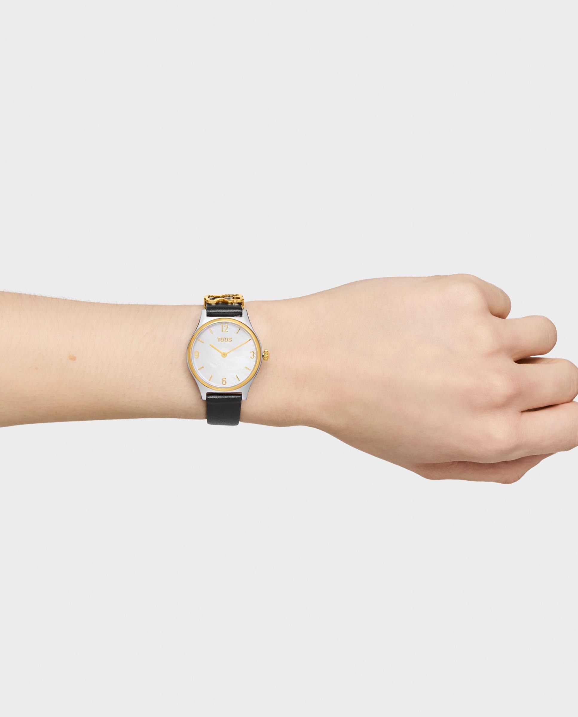Relógio Analógico Epic Icon com Bracelete de Pele em Preto e Aço em Dourado Preto-4