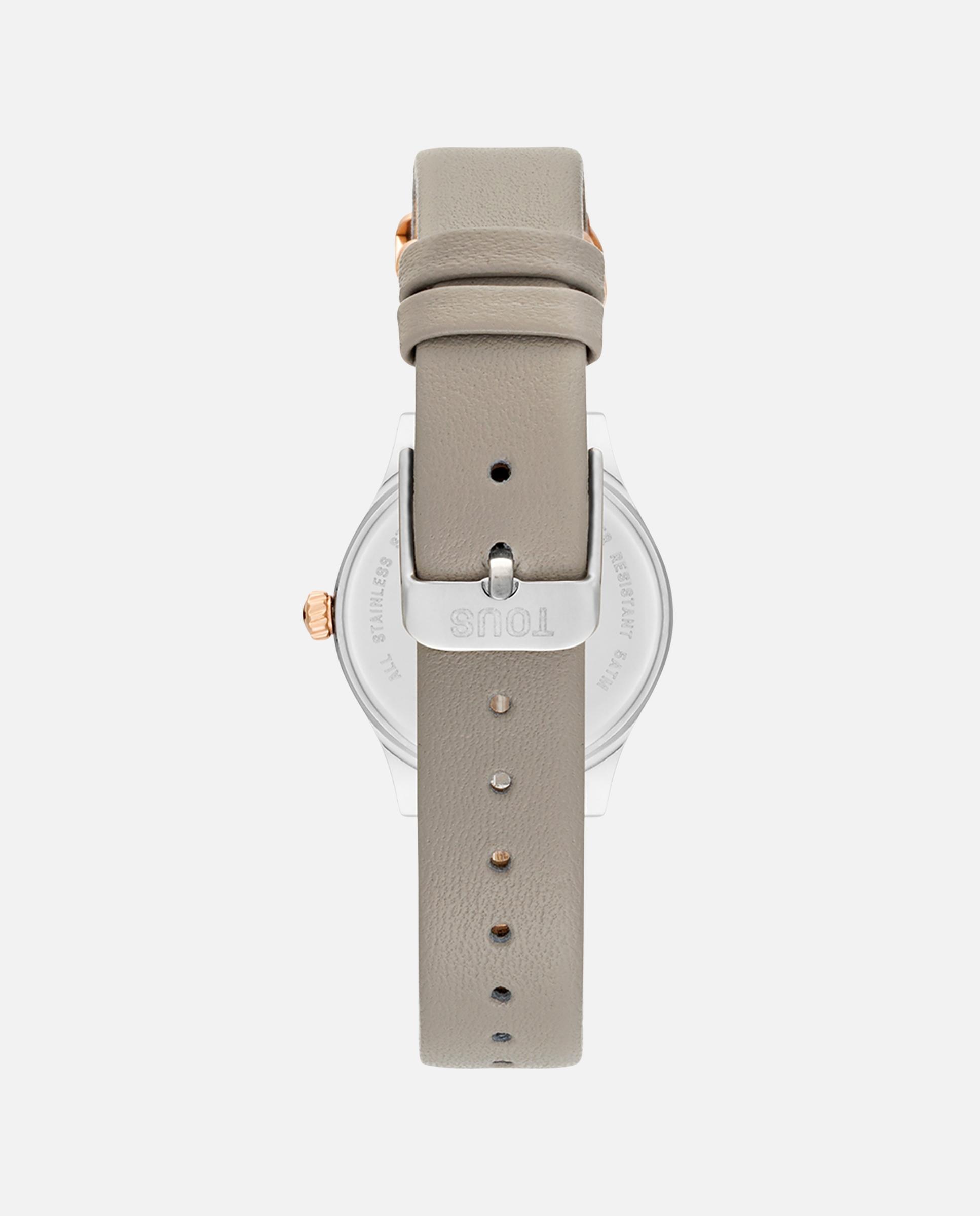 Relógio Analógico Epic Icon com Bracelete de Pele em Cinzento e Aço em Rosa Cinzento-3