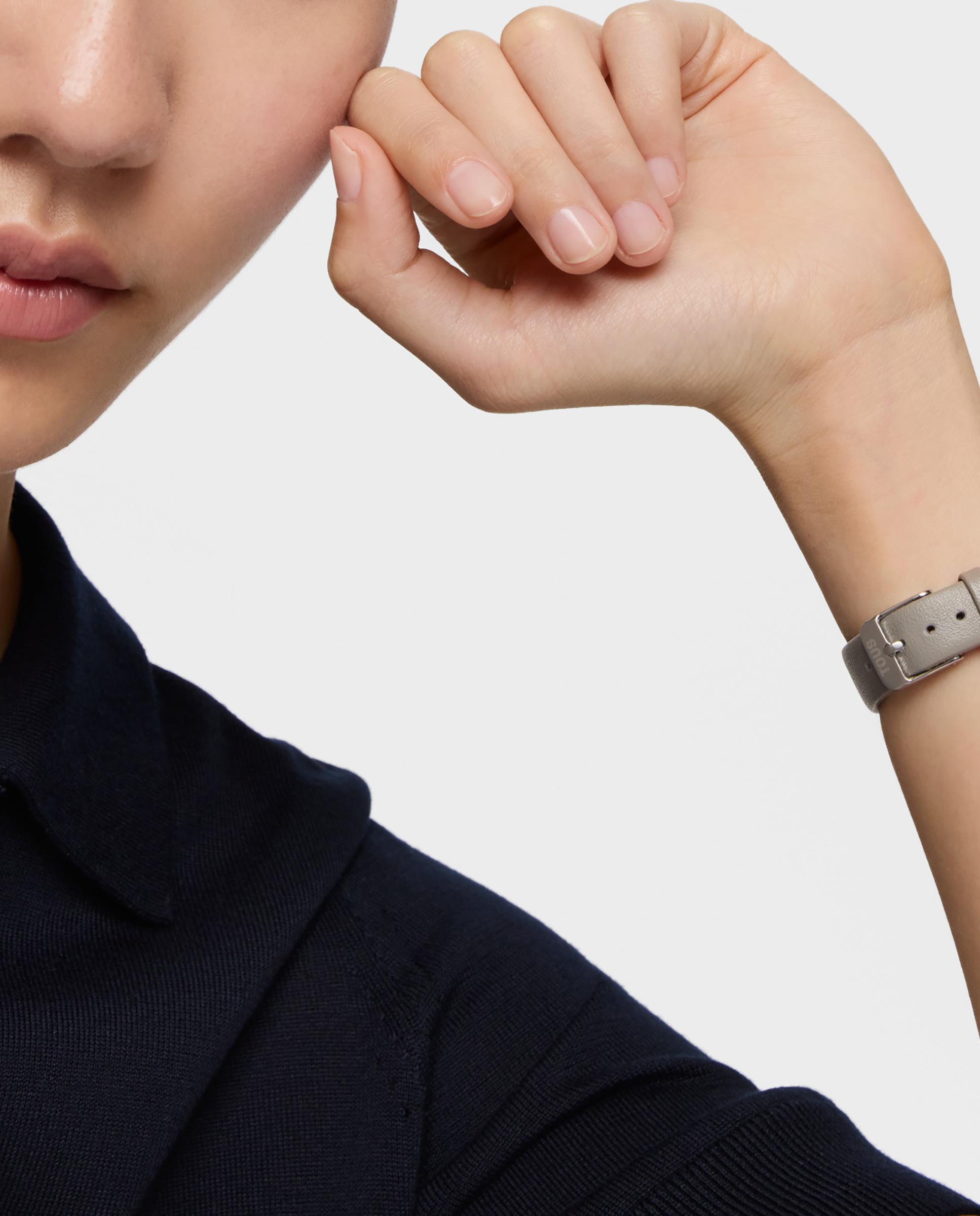 Relógio Analógico Epic Icon com Bracelete de Pele em Cinzento e Aço em Rosa Cinzento-6