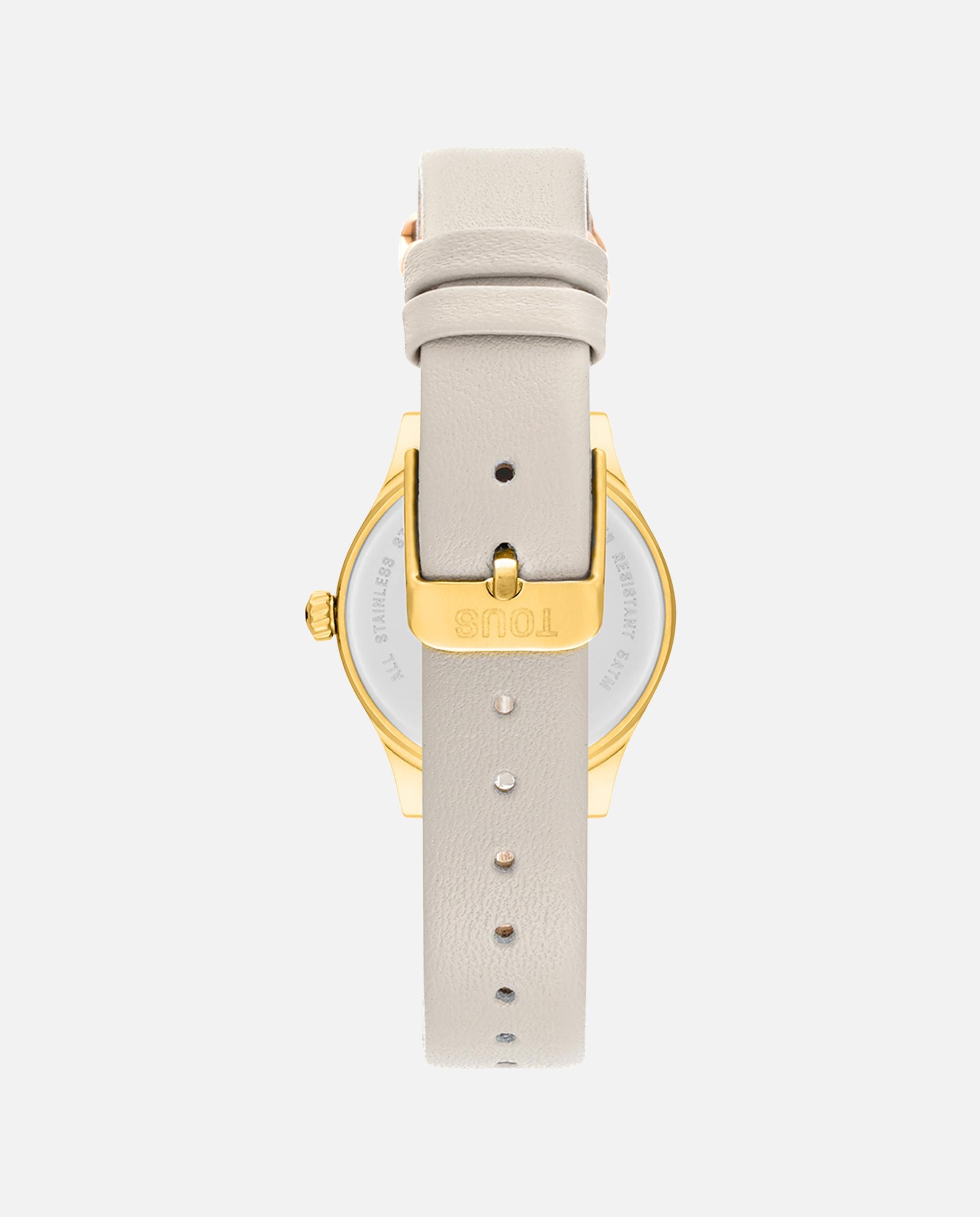 Relógio Analógico Epic Icon com Bracelete de Pele Branca e Aço Dourado Branco-3