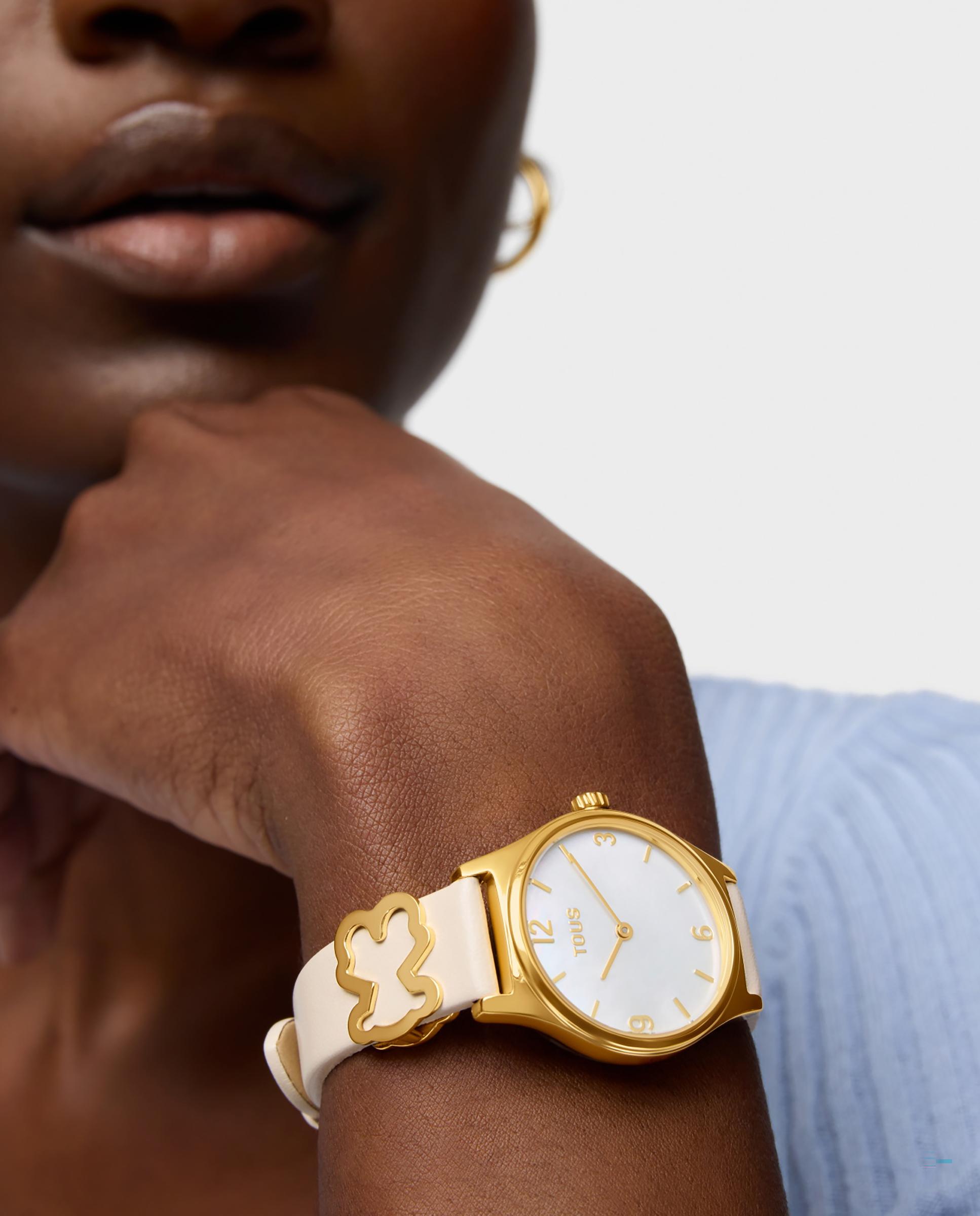Relógio Analógico Epic Icon com Bracelete de Pele Branca e Aço Dourado Branco-7