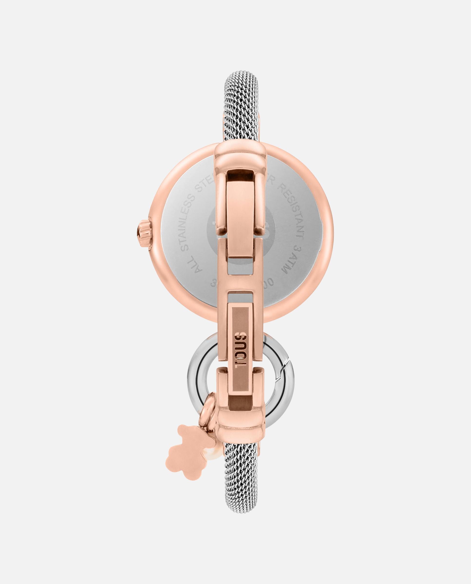 Relógio Analógico Hold Charms com Bracelete de Aço e Aço Rosado Prateado-3