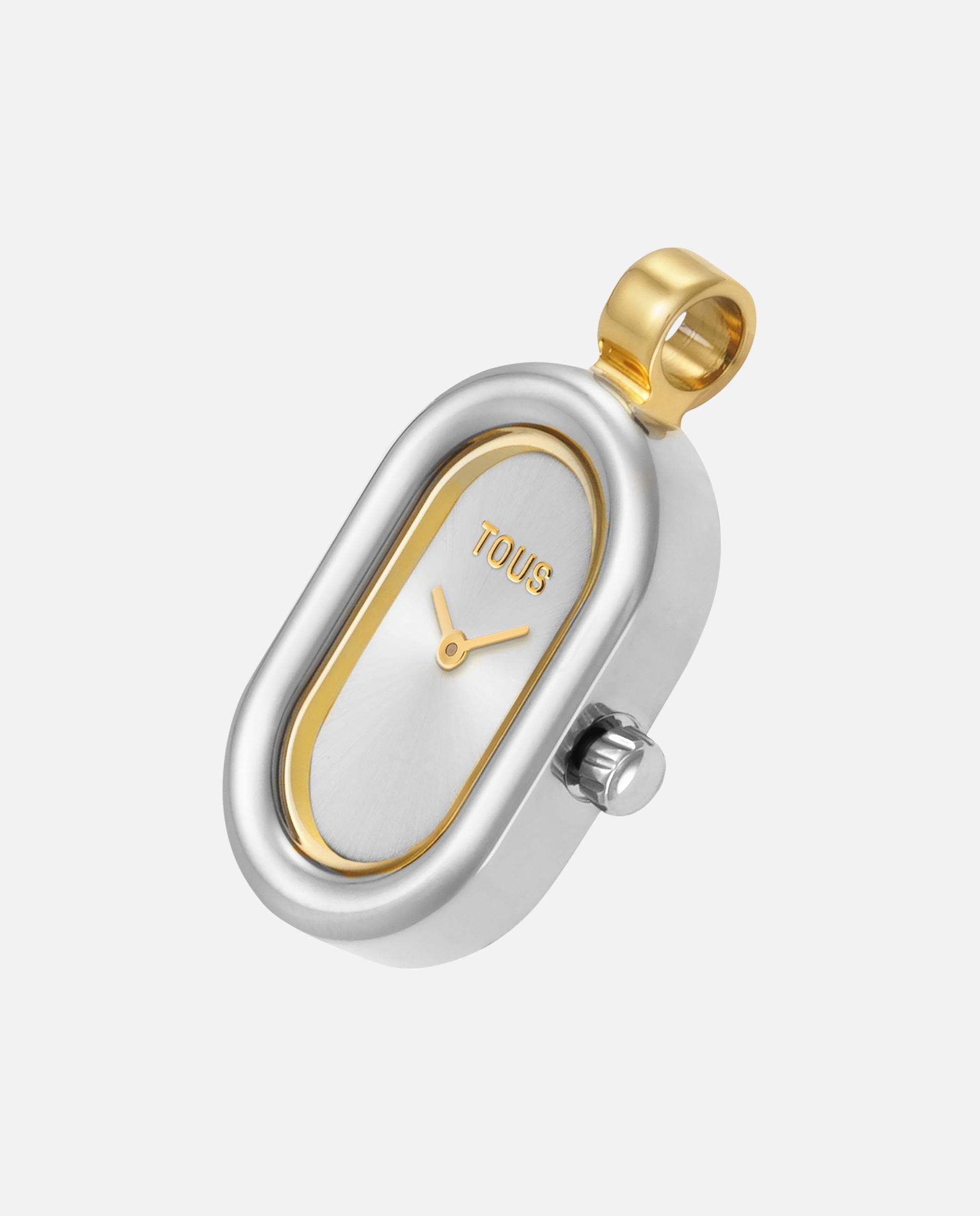 Relógio Analógico Hold Oval de Aço e Aço Dourado Multicolor-2