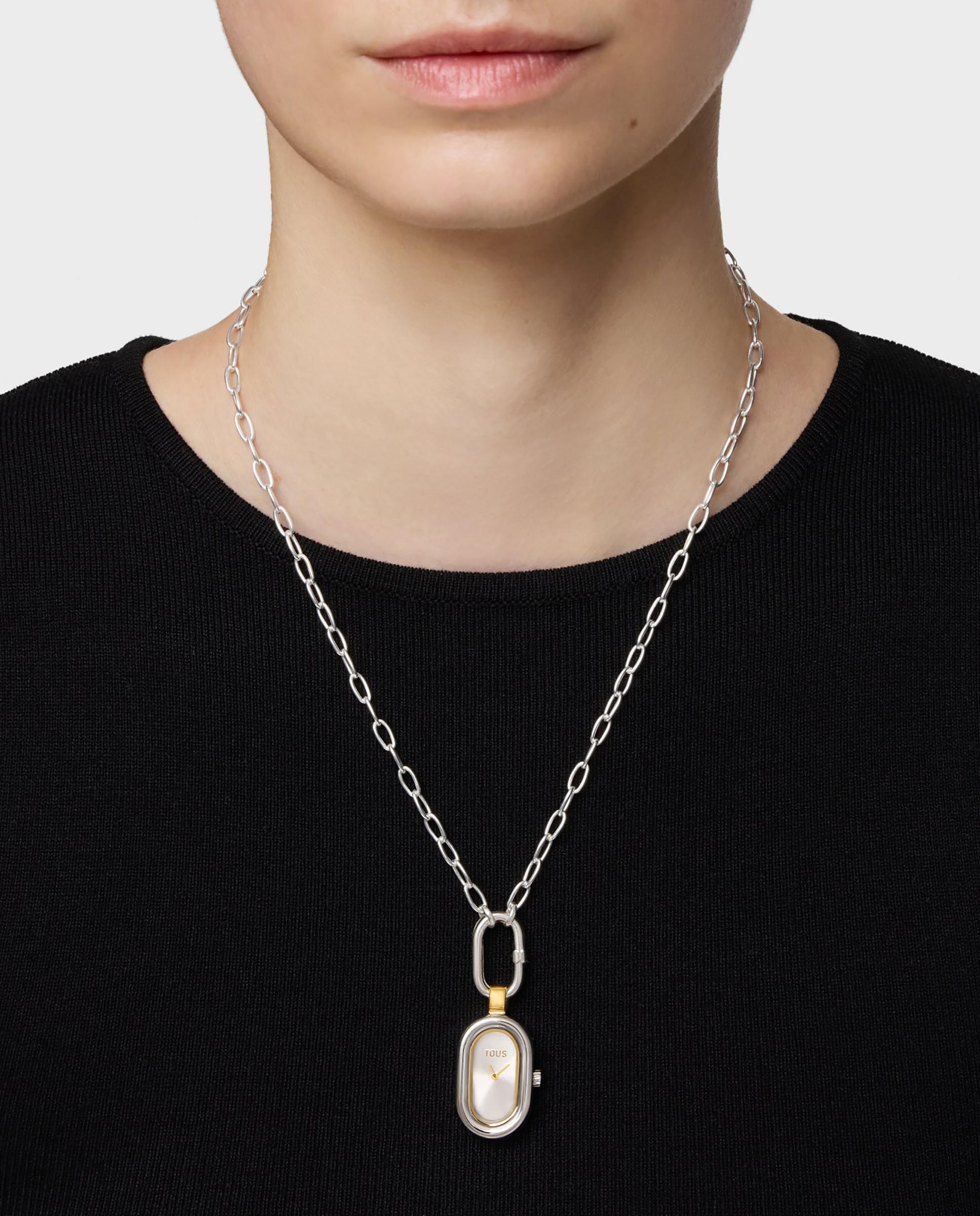 Relógio Analógico Hold Oval de Aço e Aço Dourado Multicolor-5