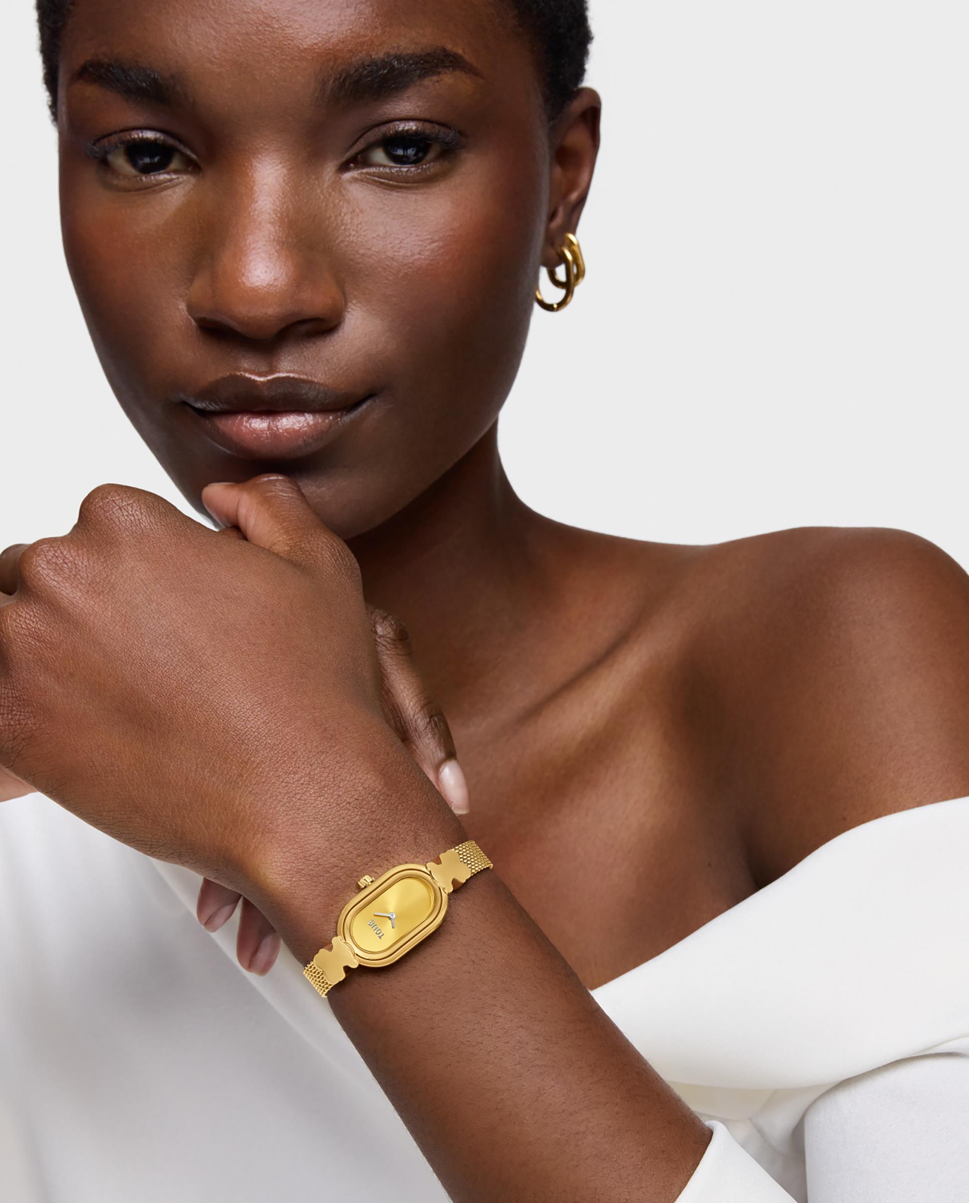 Relógio Analógico Oval Icon Joya com Bracelete de Aço em Dourado Dourado-4