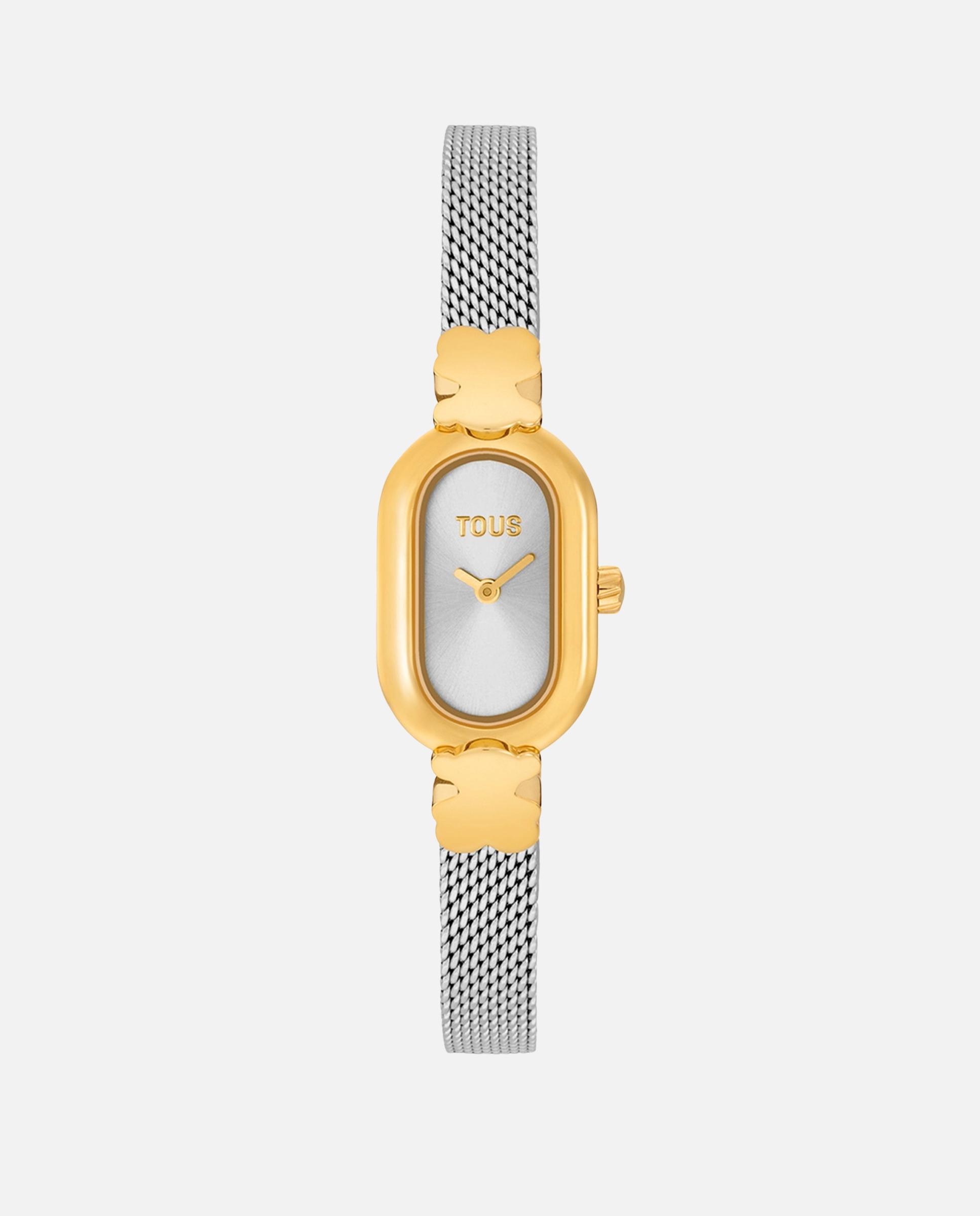 Relógio Analógico Oval Icon Joya com Bracelete de Aço e Aço Dourado Multicolor-1