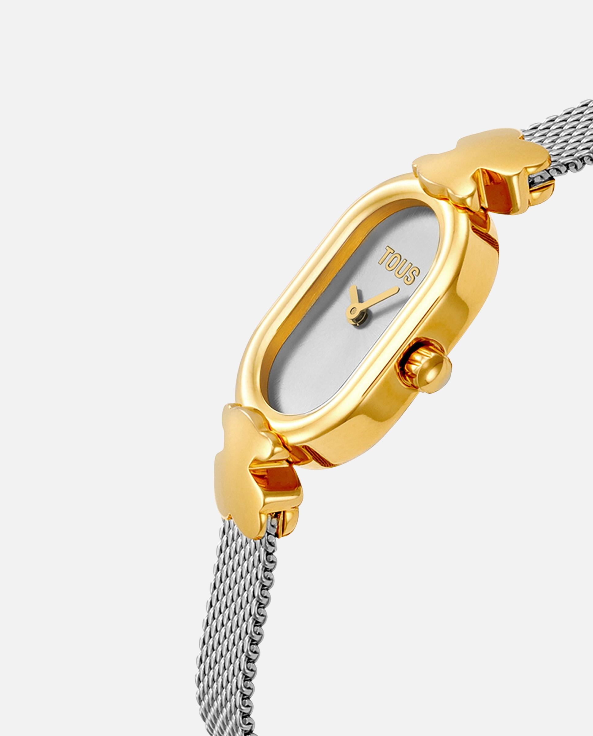 Relógio Analógico Oval Icon Joya com Bracelete de Aço e Aço Dourado Multicolor-2