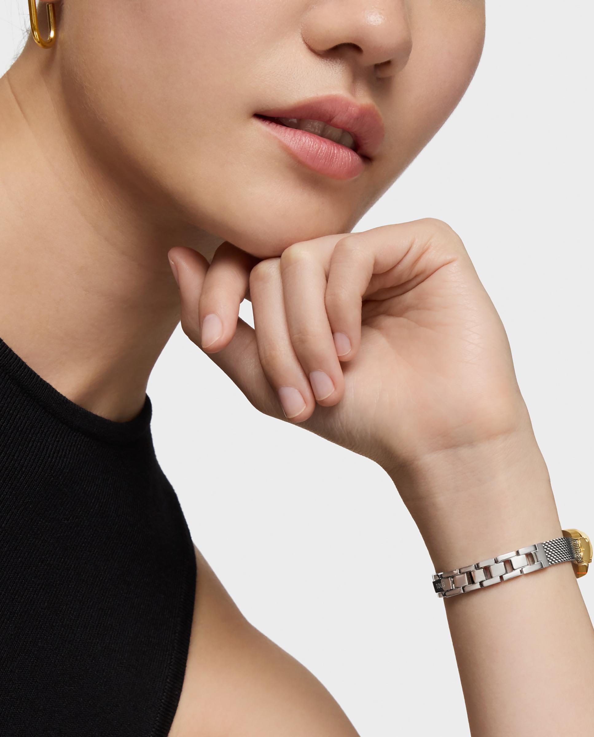 Relógio Analógico Oval Icon Joya com Bracelete de Aço e Aço Dourado Multicolor-6