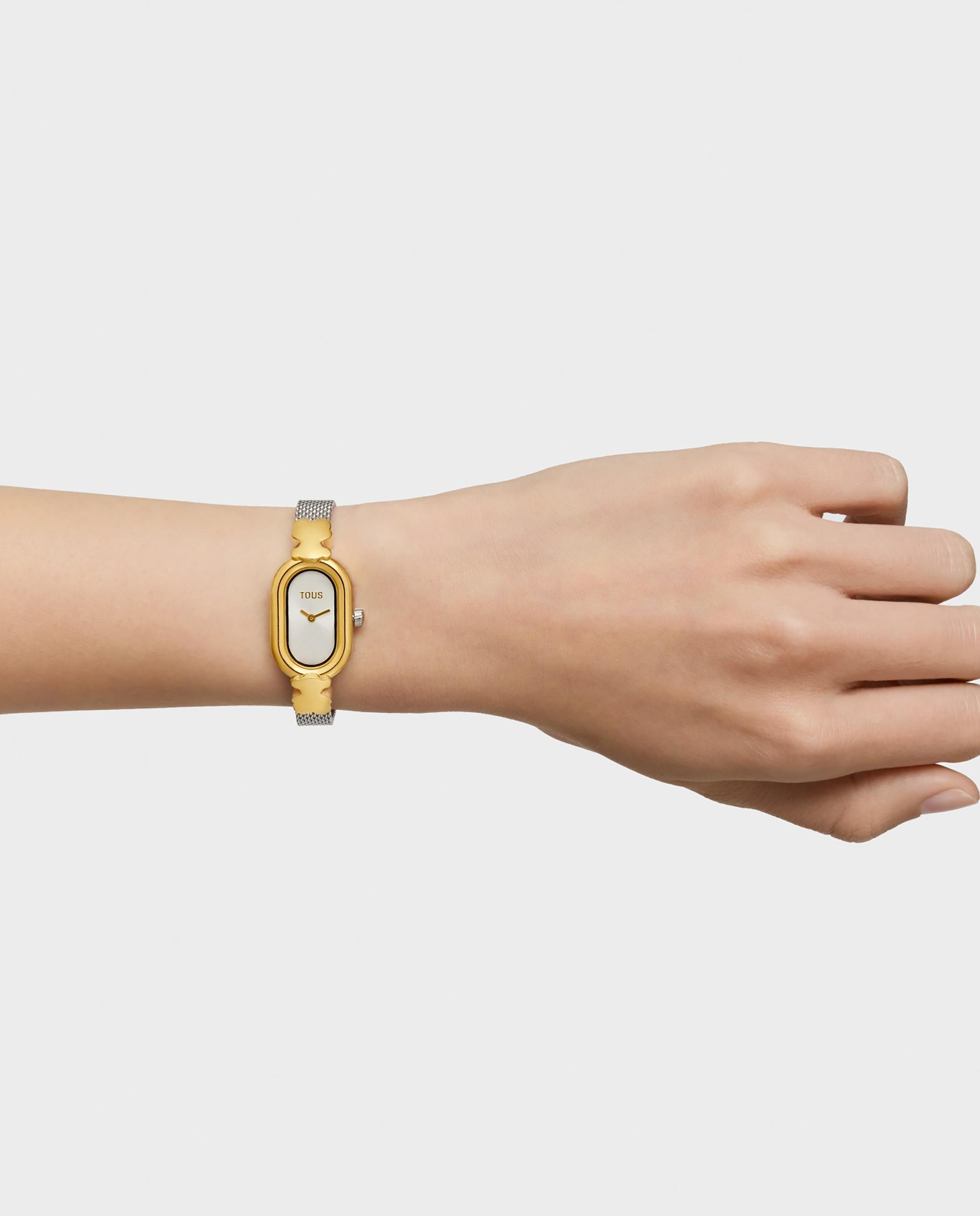 Relógio Analógico Oval Icon Joya com Bracelete de Aço e Aço Dourado Multicolor-7