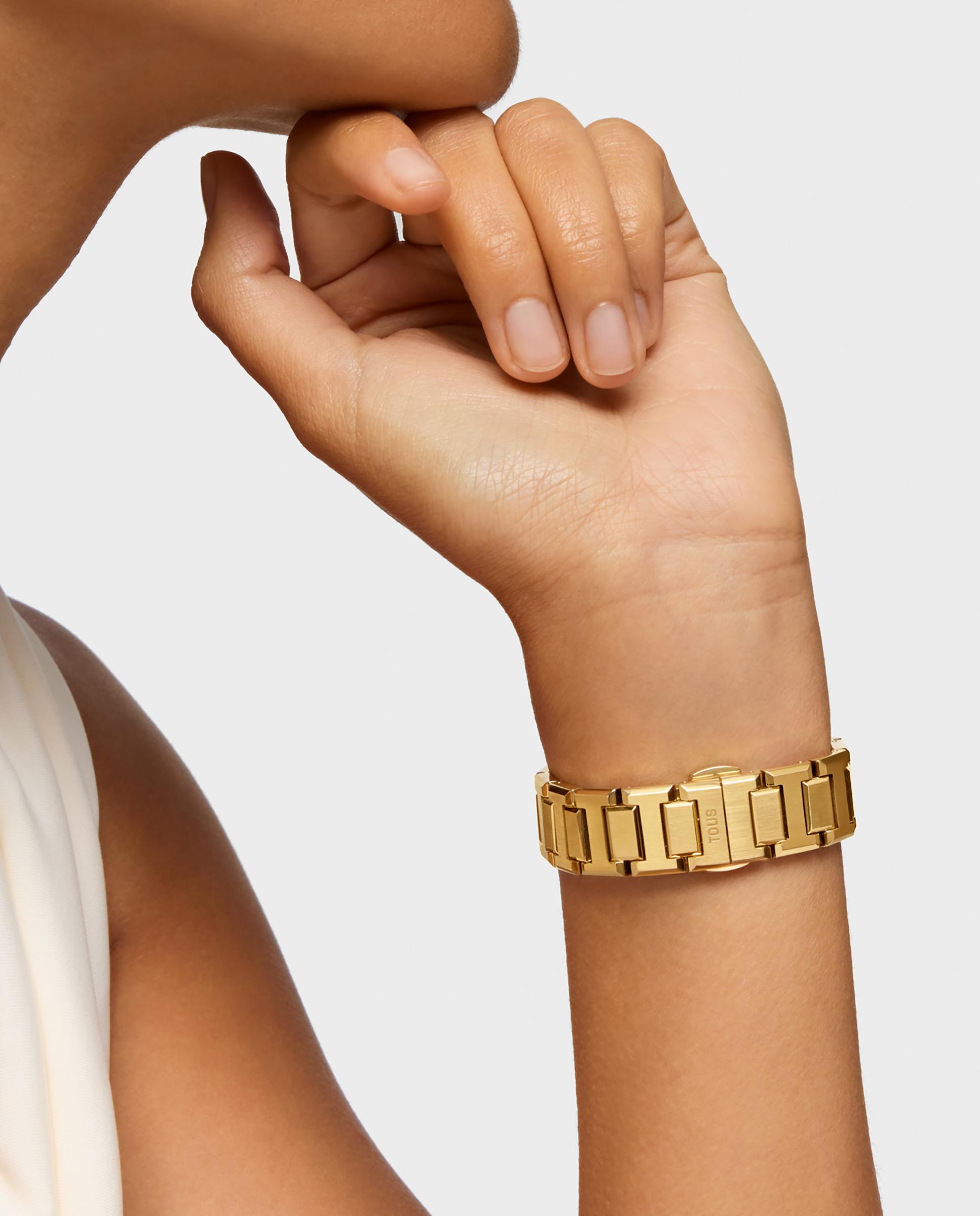 Relógio Analógico Karat com Bracelete de Aço Dourado e Mostrador de Madrepérola Rosa Dourado-6