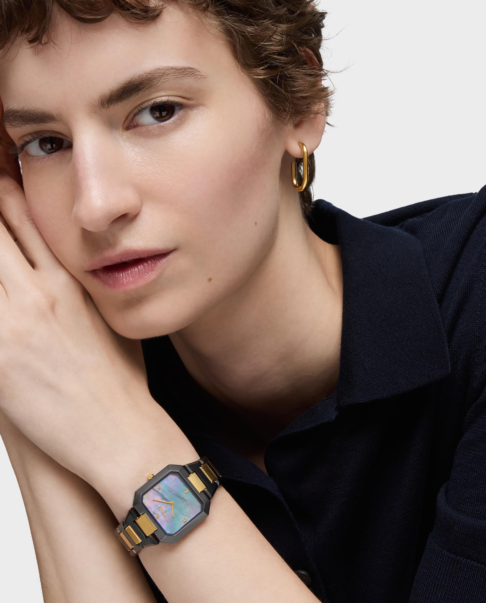Relógio Analógico Karat com Bracelete de Aço em Preto e Dourado Multicolor-5