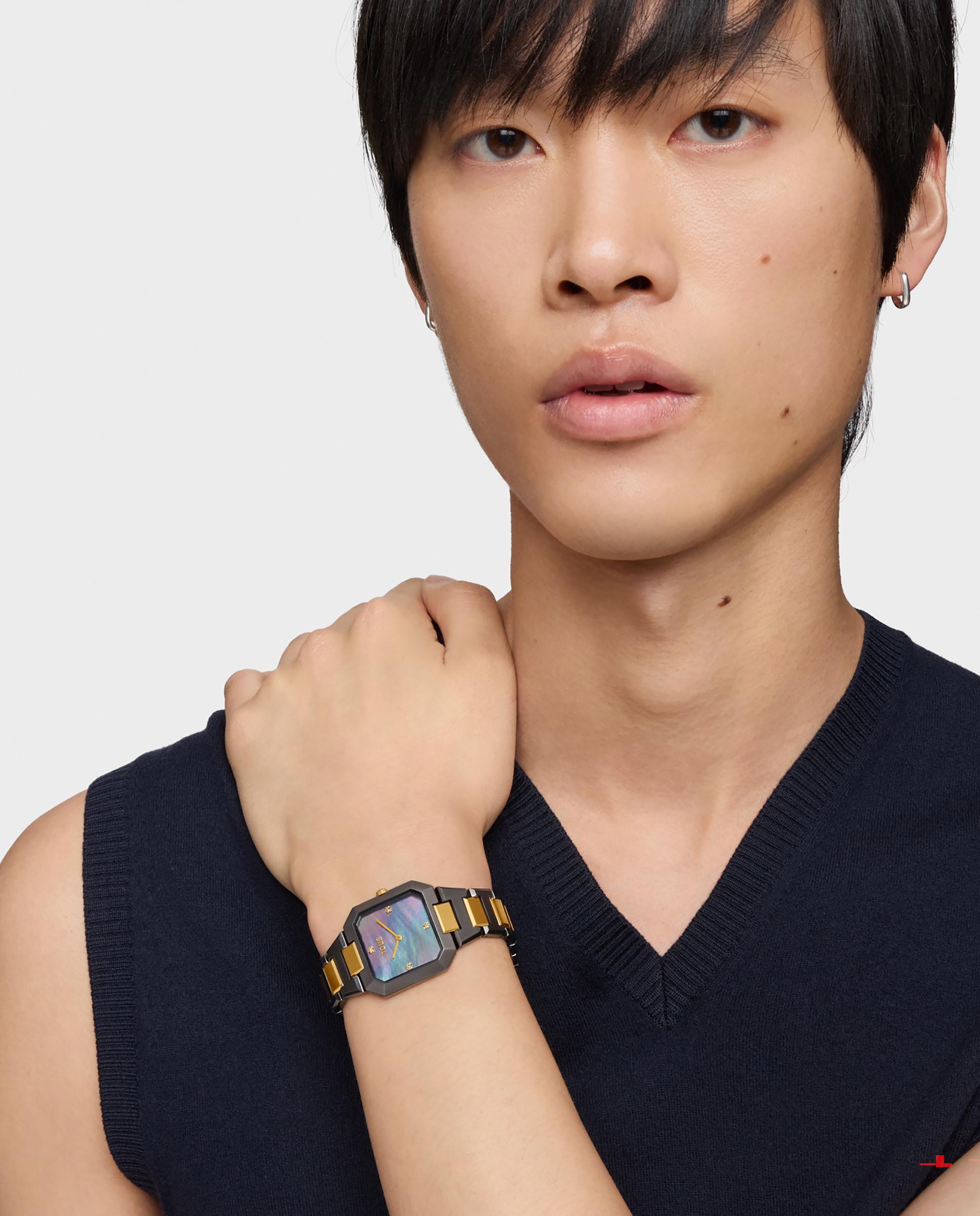 Relógio Analógico Karat com Bracelete de Aço em Preto e Dourado Multicolor-6
