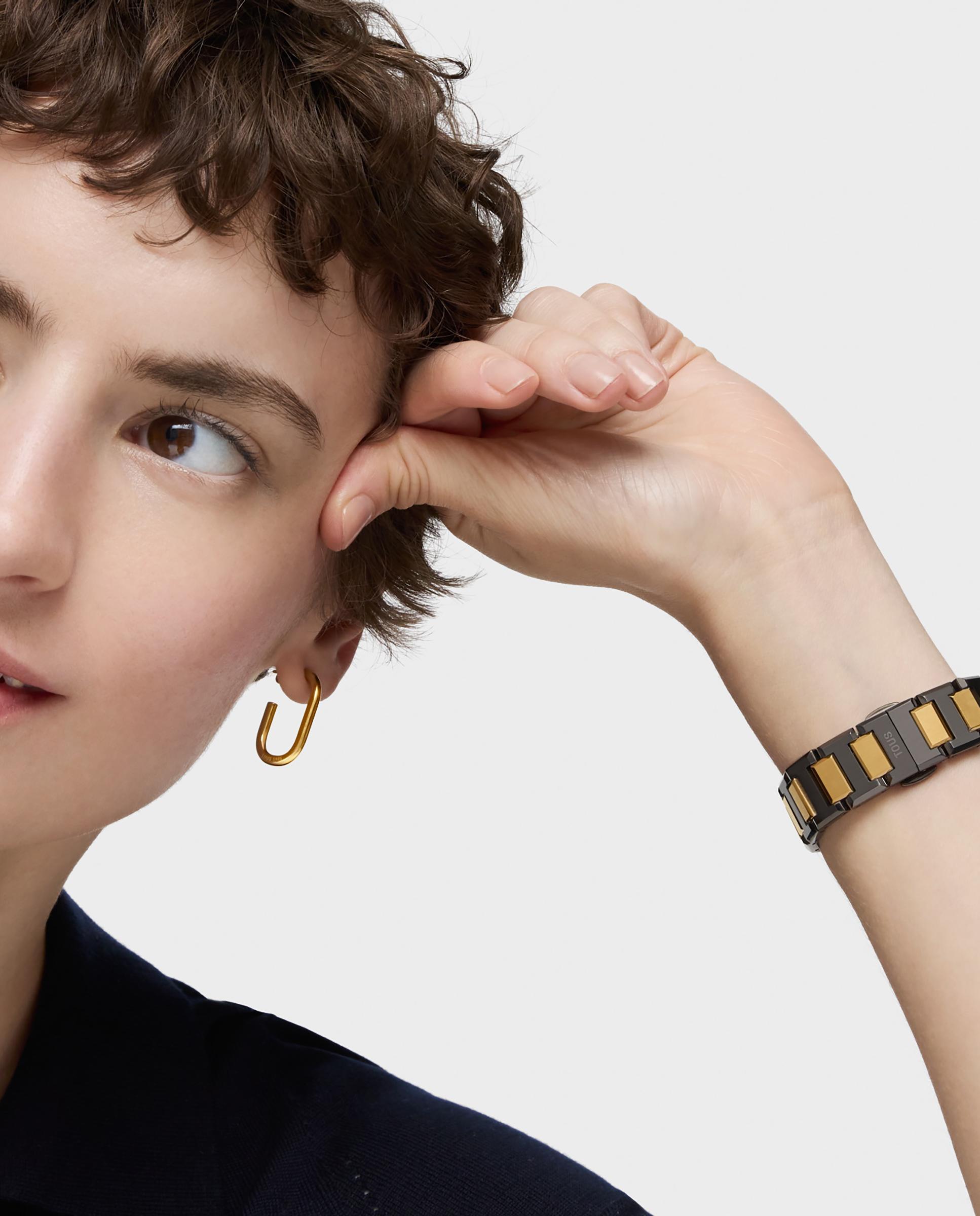 Relógio Analógico Karat com Bracelete de Aço em Preto e Dourado Multicolor-7