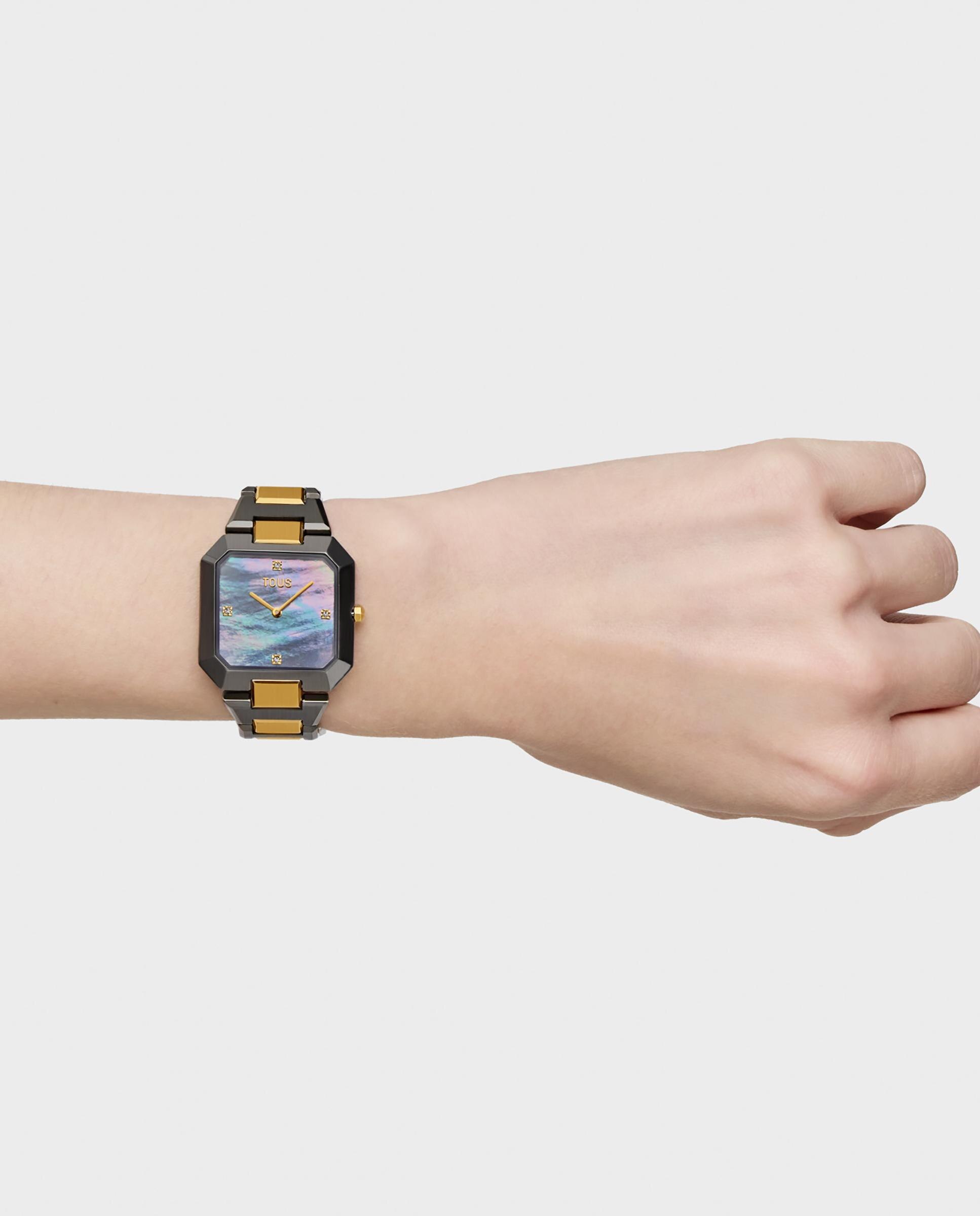 Relógio Analógico Karat com Bracelete de Aço em Preto e Dourado Multicolor-8