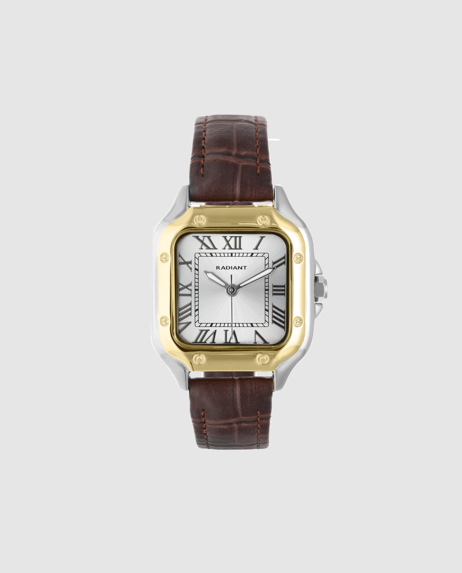 Relógio Analógico Chris Him Ra676204 de Pele e Bracelete em Castanho Dourado-1