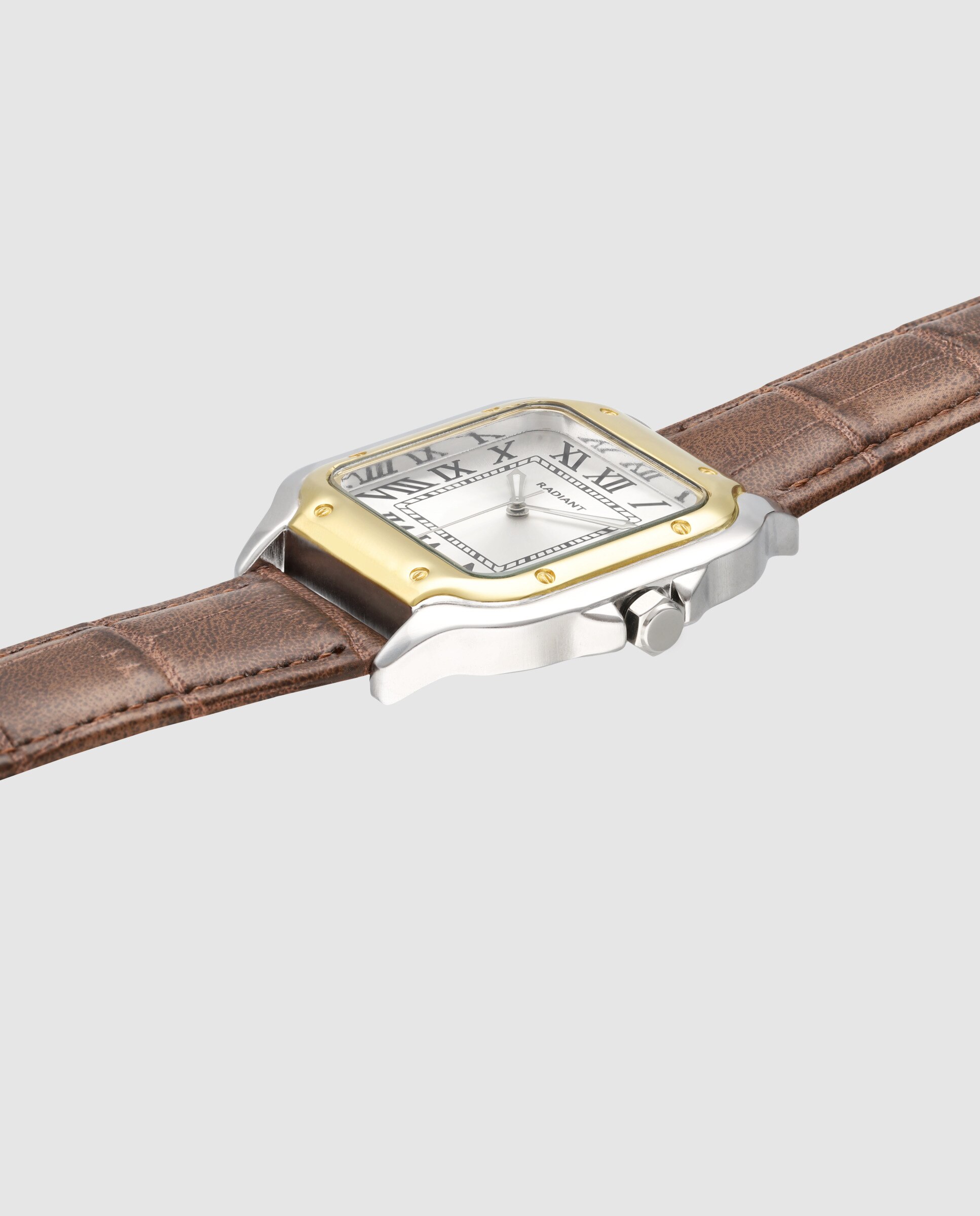 Relógio Analógico Chris Him Ra676204 de Pele e Bracelete em Castanho Dourado-3