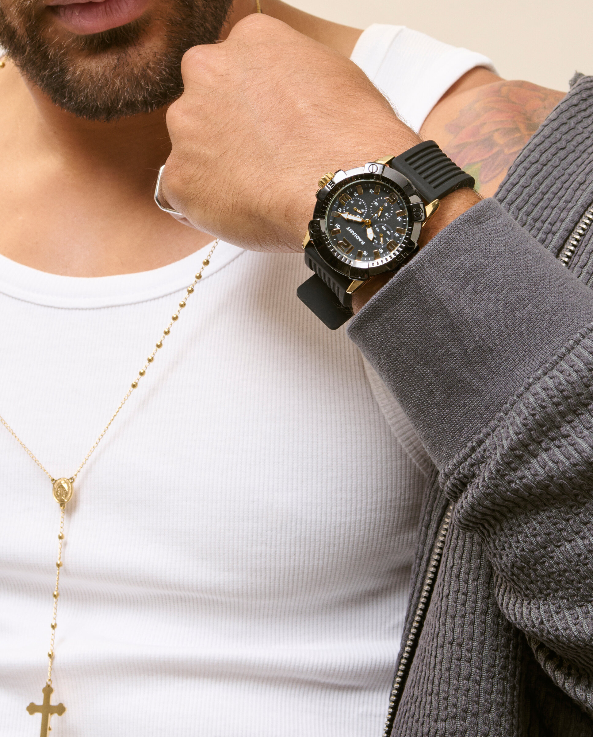 Relógio Eminem Ra682701 de Silicone e Bracelete em Preto Preto-2