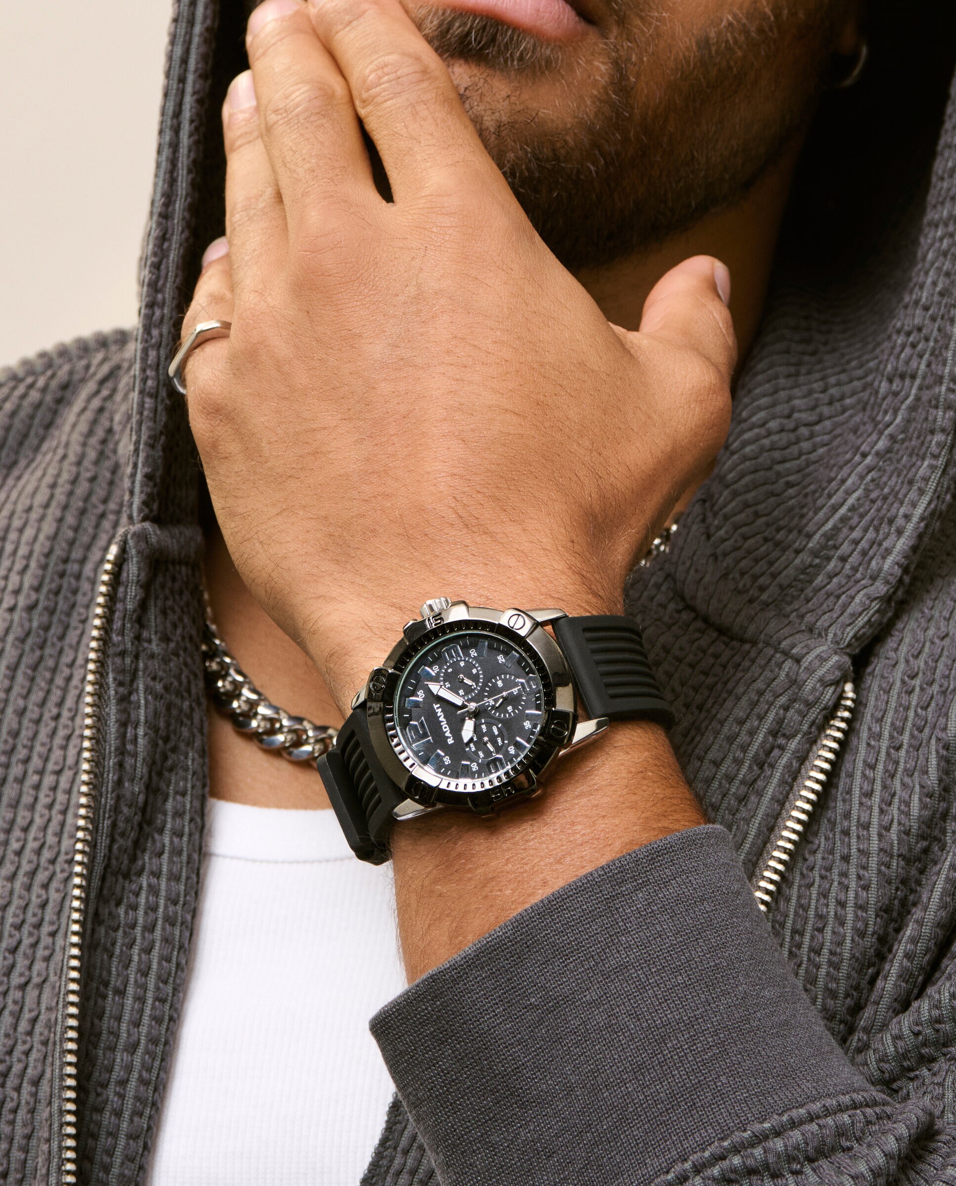 Relógio Eminem Ra682702 de Silicone e Bracelete em Preto Preto-2