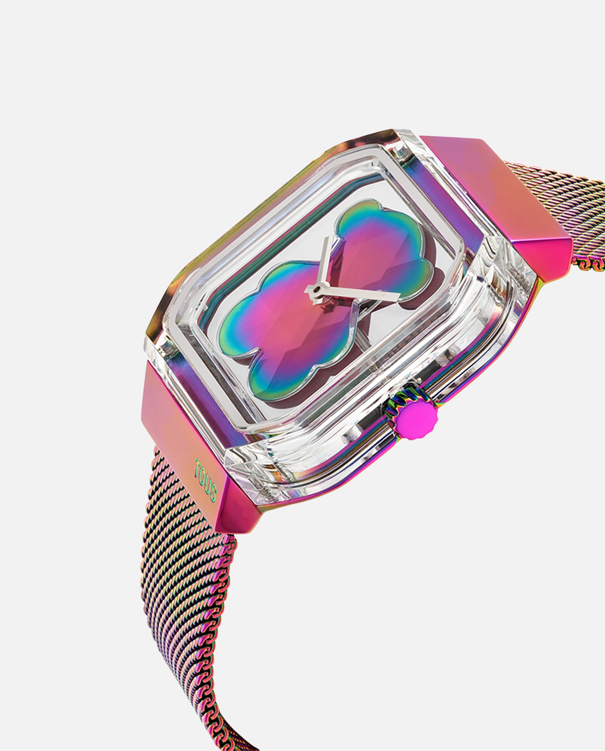 Relógio Analógico D-bear Party com Bracelete de Aço Iridescente Multicolor-2