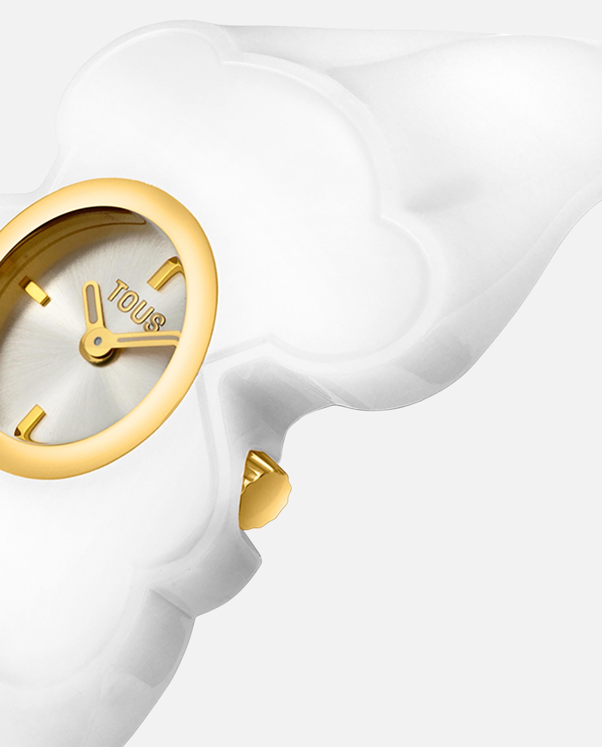 Relógio Analógico T M Bear Folks de Aço Dourado Branco-2