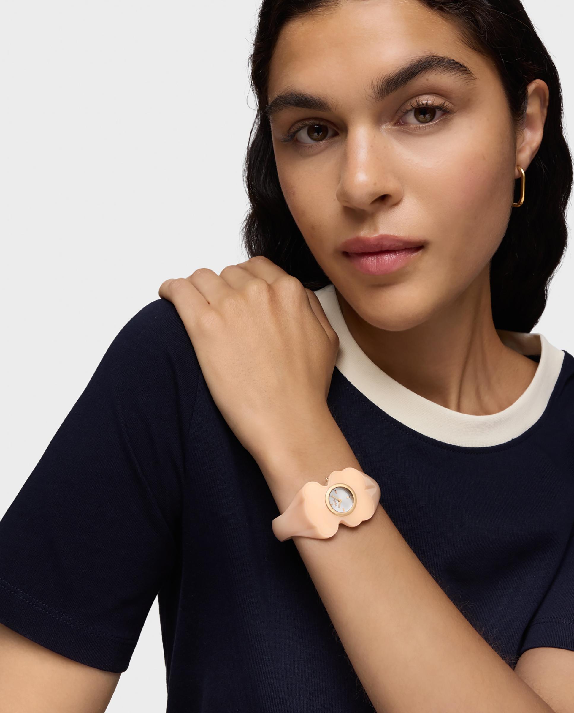 Relógio Analógico T M Bear Folks de Aço Dourado Rosa-claro-5