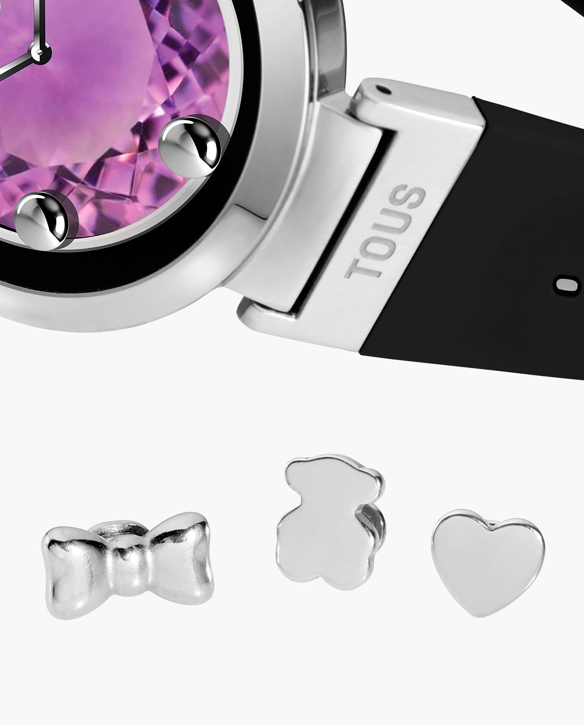Smartwatch S-connect Charms com Bracelete em Preto e Motivos de Aço Preto-3