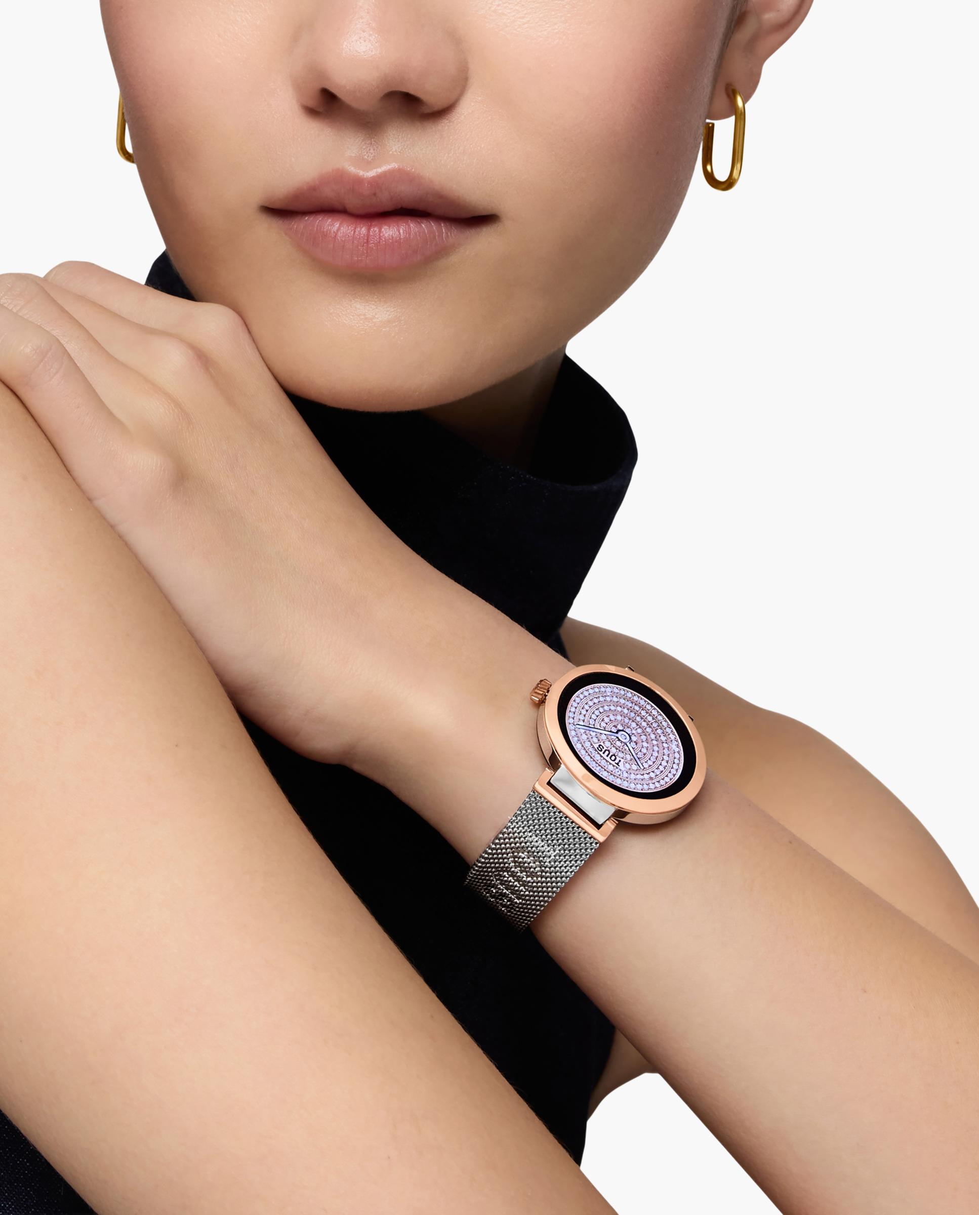 Smartwatch S-connect com Bracelete de Aço e Aço Rosado Prateado-3