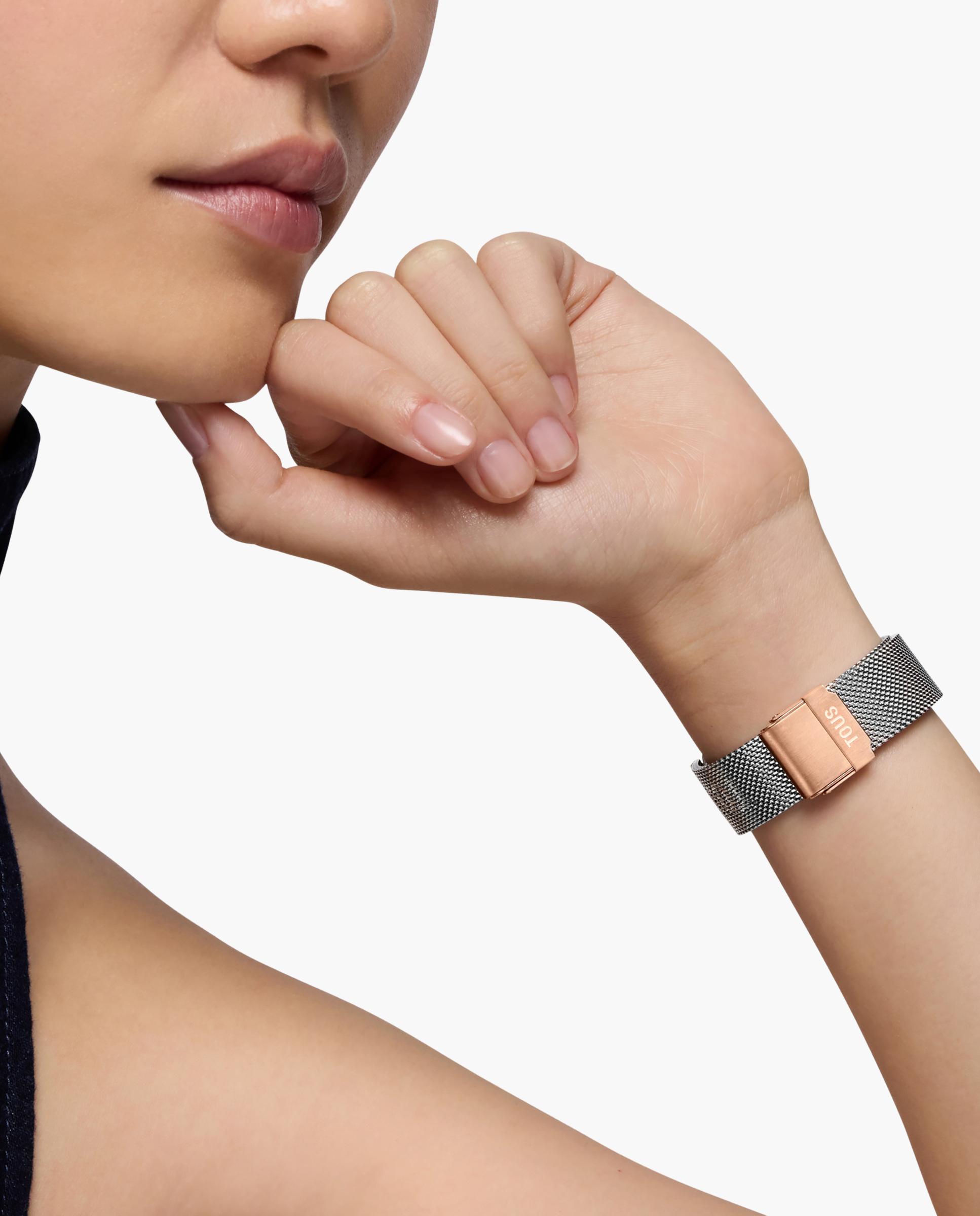 Smartwatch S-connect com Bracelete de Aço e Aço Rosado Prateado-5
