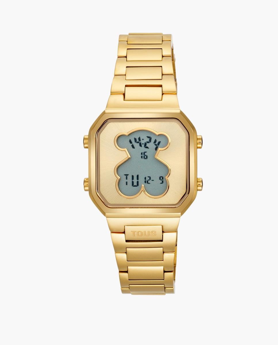 Imagem 0 de Relógio Digital D-bear Mini com Bracelete de Aço em Dourado