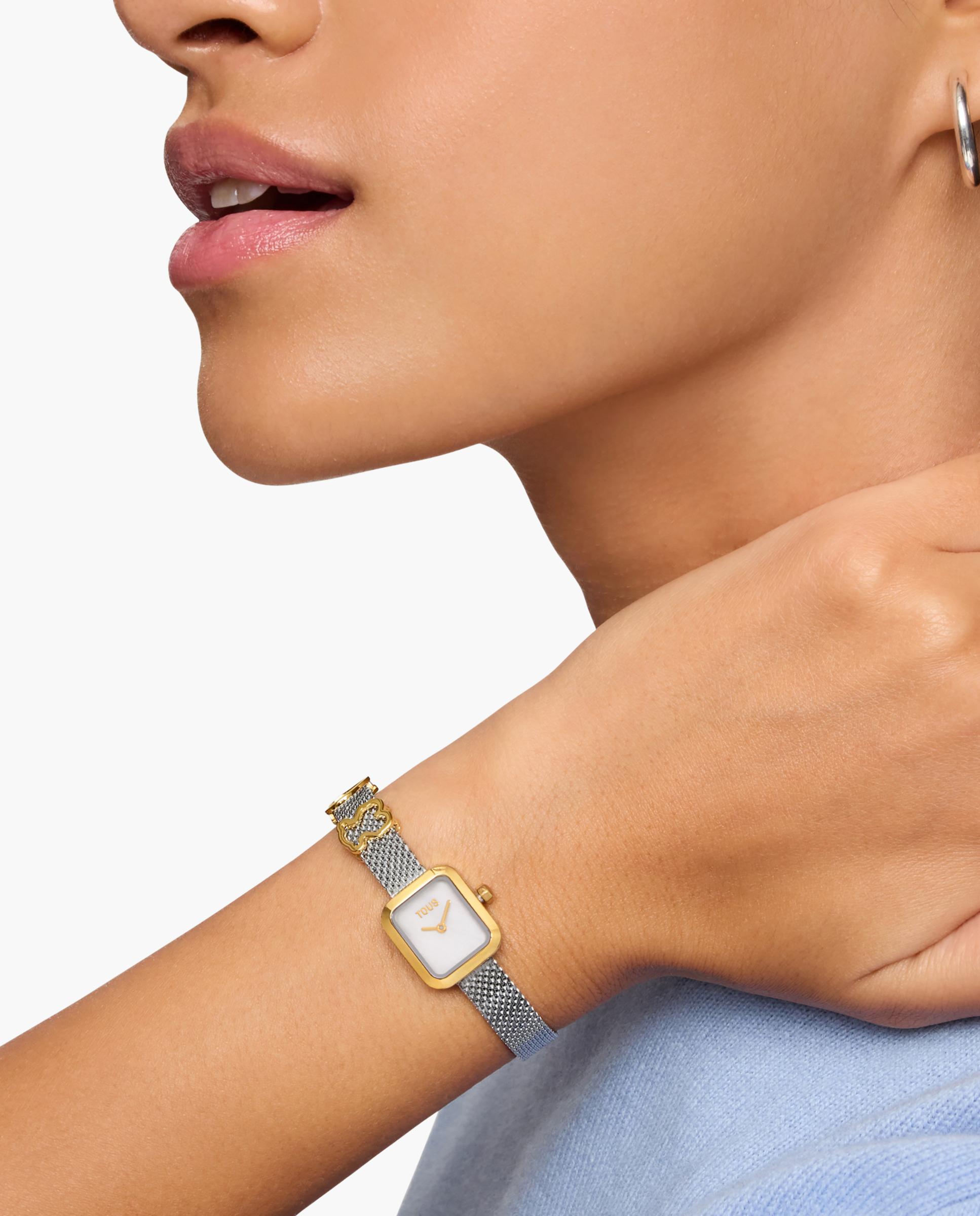 Relógio Analógico Icon Time Charms com Bracelete de Aço e Mostrador de Madrepérola Prateado-2