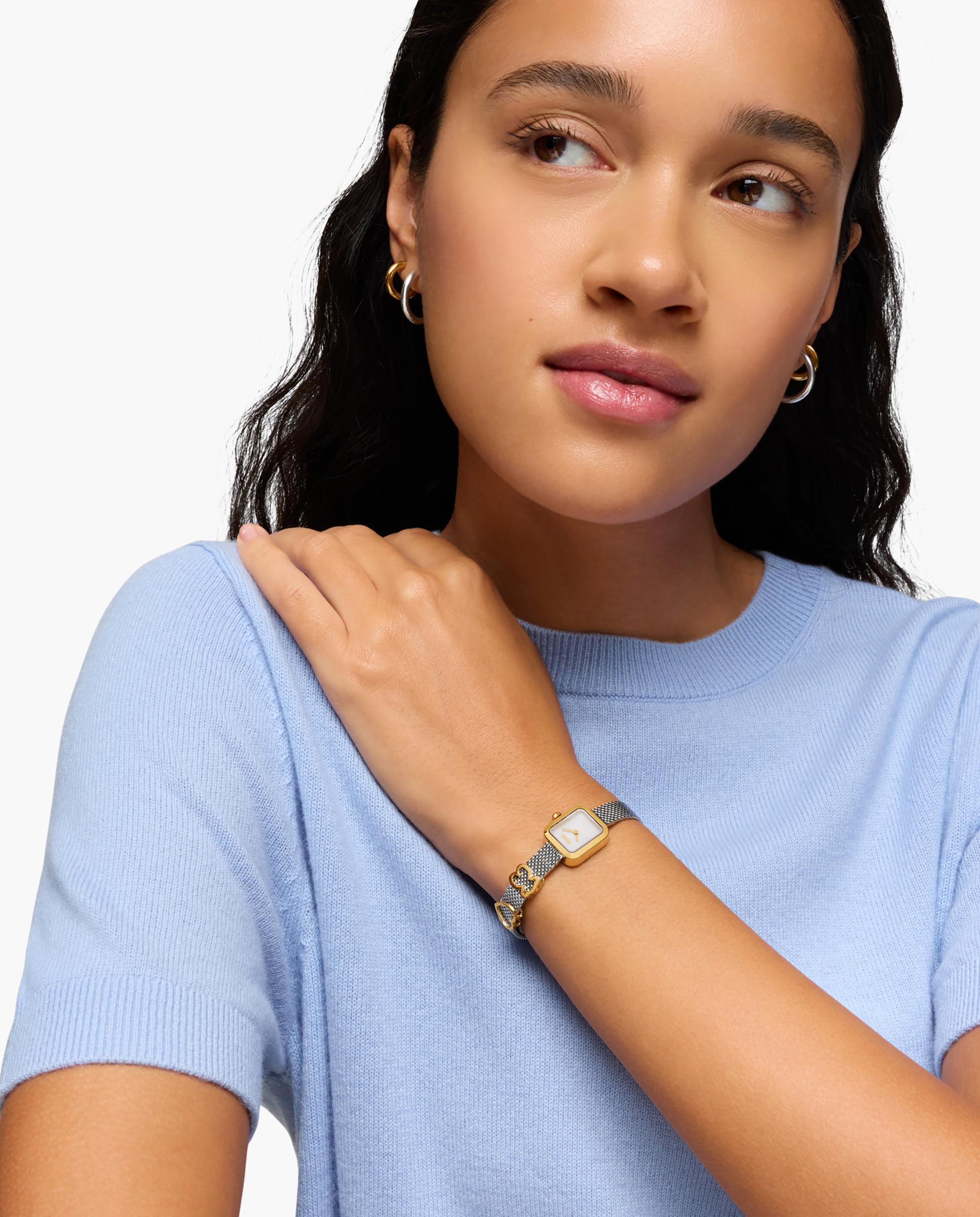 Relógio Analógico Icon Time Charms com Bracelete de Aço e Mostrador de Madrepérola Prateado-3