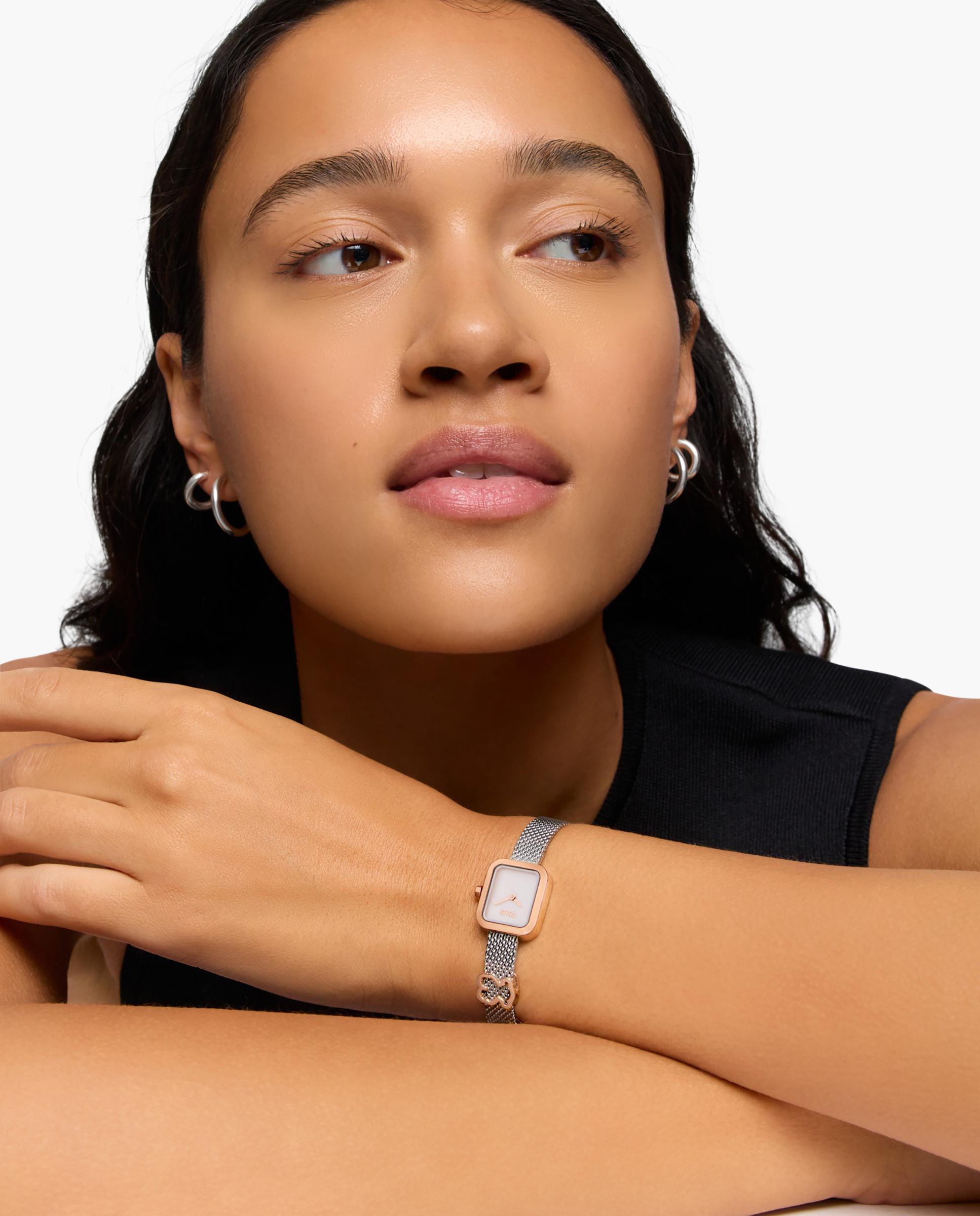 Relógio Analógico Icon Time Charms com Bracelete de Aço e Mostrador de Madrepérola Prateado-2