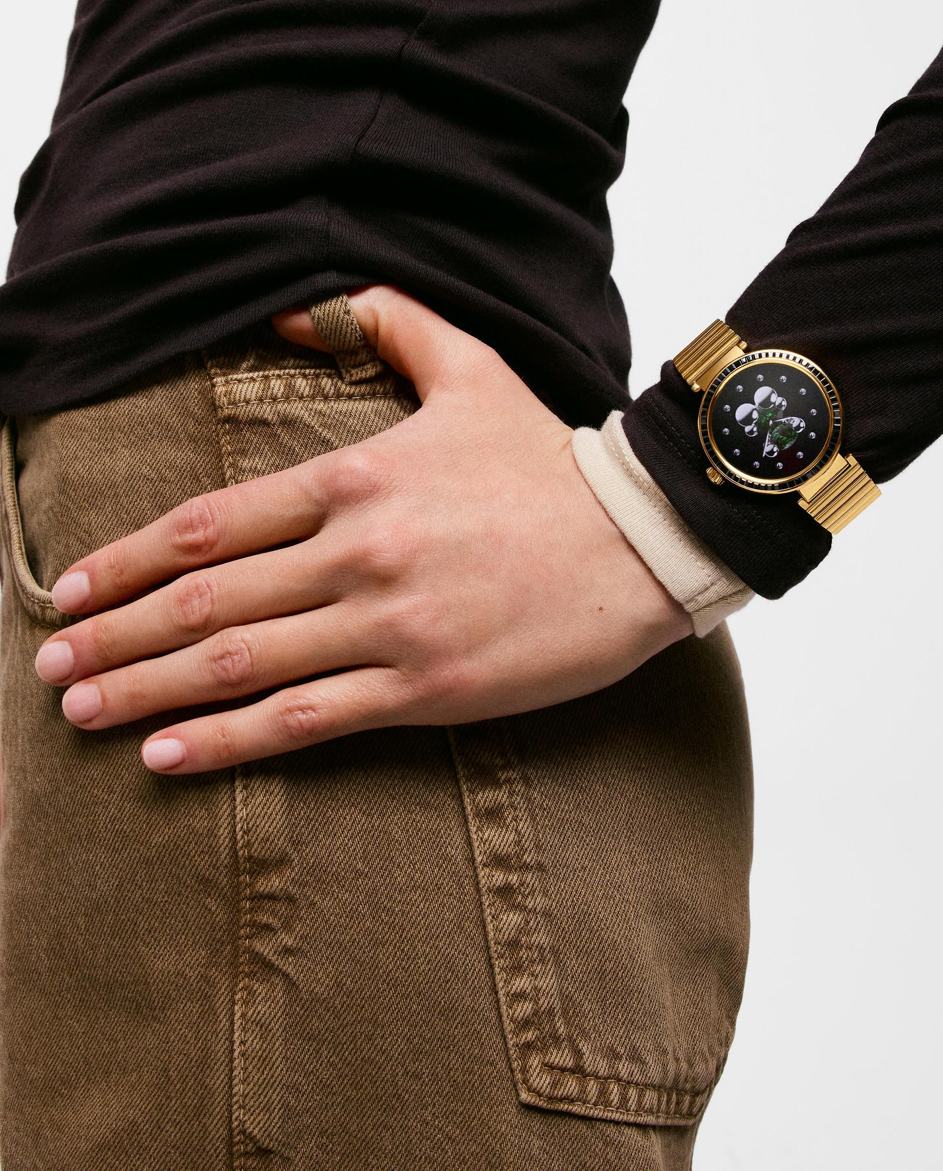 Smartwatch S-connect com Bracelete de Aço Dourado e Zircónias Pretas Dourado-4
