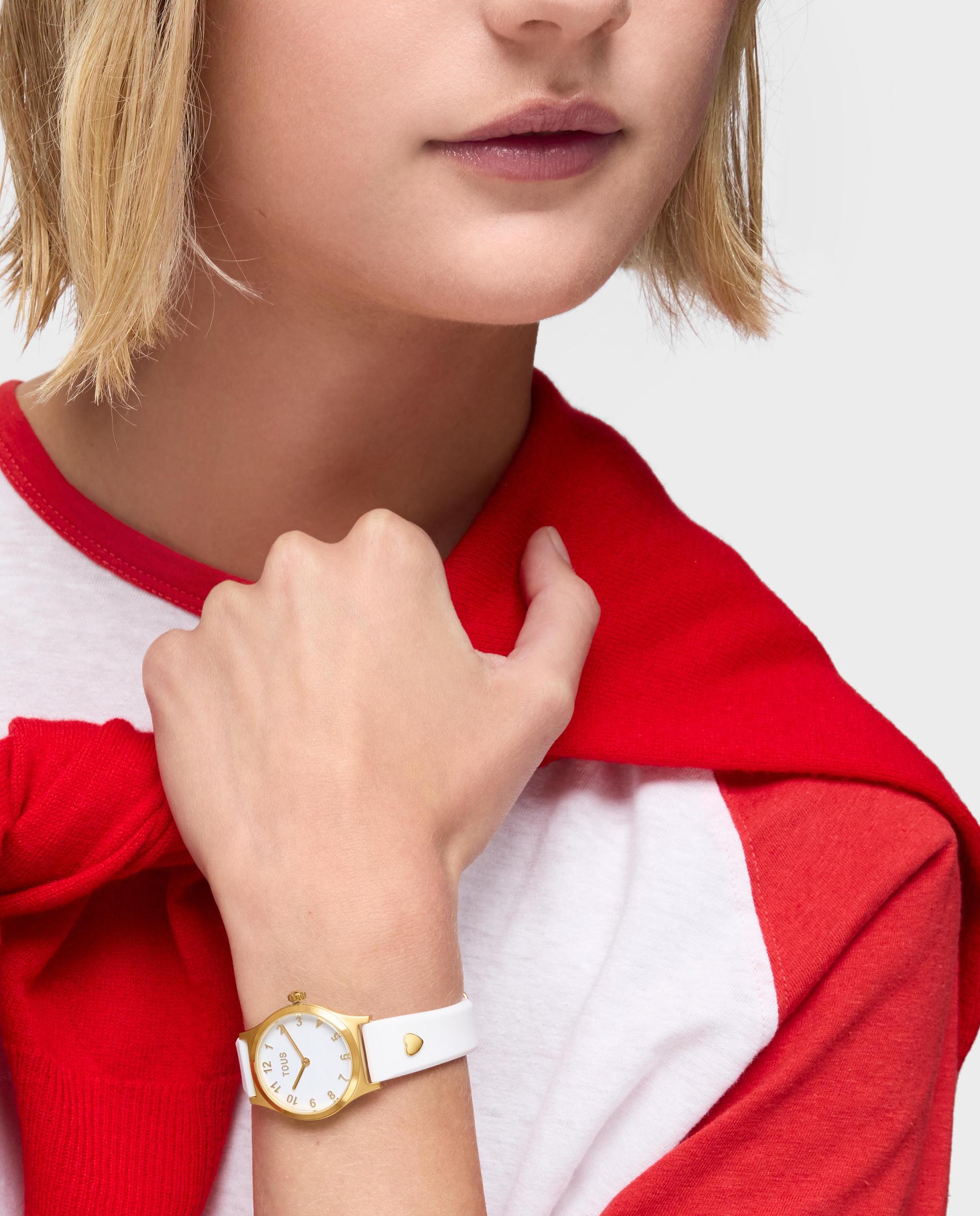 Relógio Epic Icon Kdt Charms com Bracelete em Branco e Aço em Dourado Branco-5